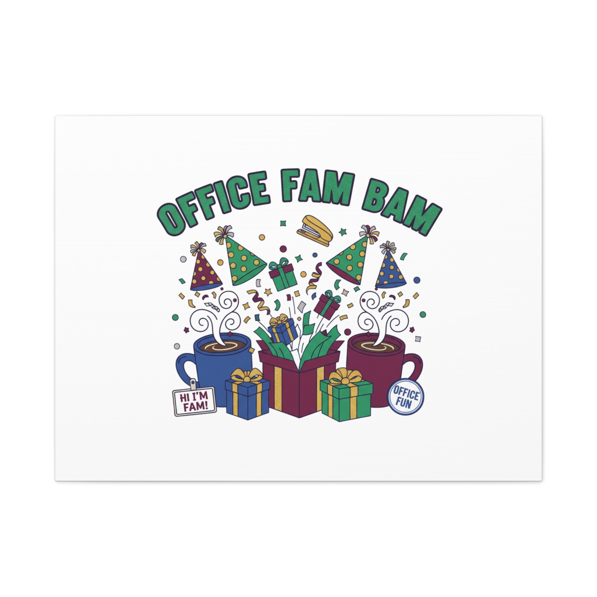 Office Fam Bam Canvas | Festive Office Party Decor, Secret Santa Humor