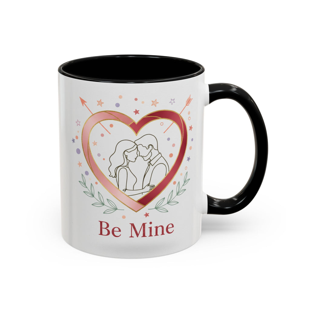 Be Mine Heart Couple Accent Coffee Mug — Romantic Valentine’s Gift (11/15oz)