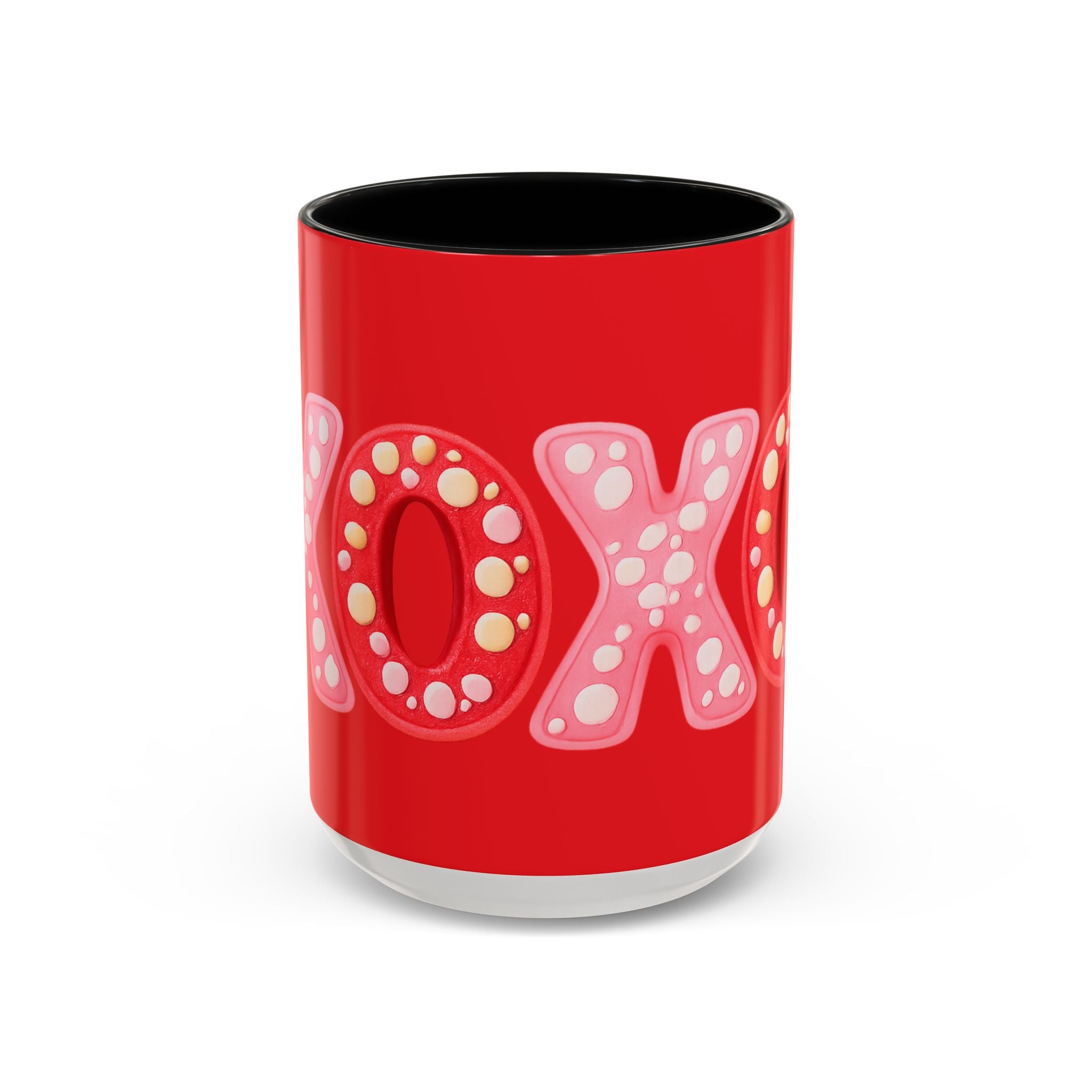 XO Valentine Coffee Mug — Red Accent Romantic Ceramic Mug
