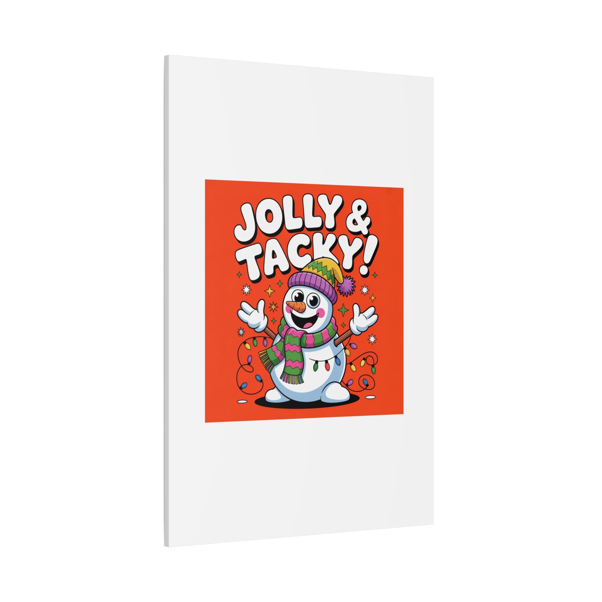 Jolly & Tacky Snowman Matte Canvas | ugly Christmas sweater novelty, festive gag