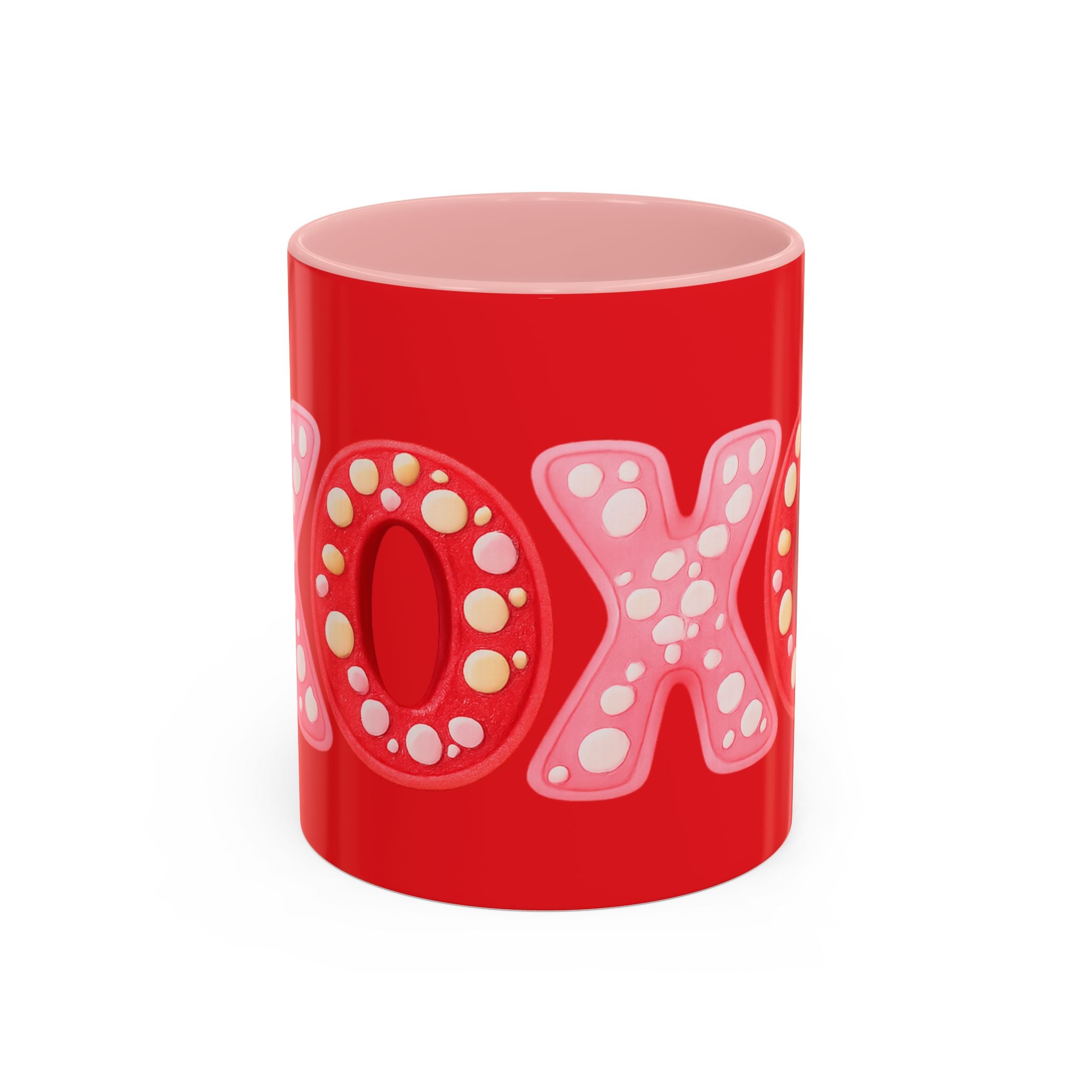 XO Valentine Coffee Mug — Red Accent Romantic Ceramic Mug