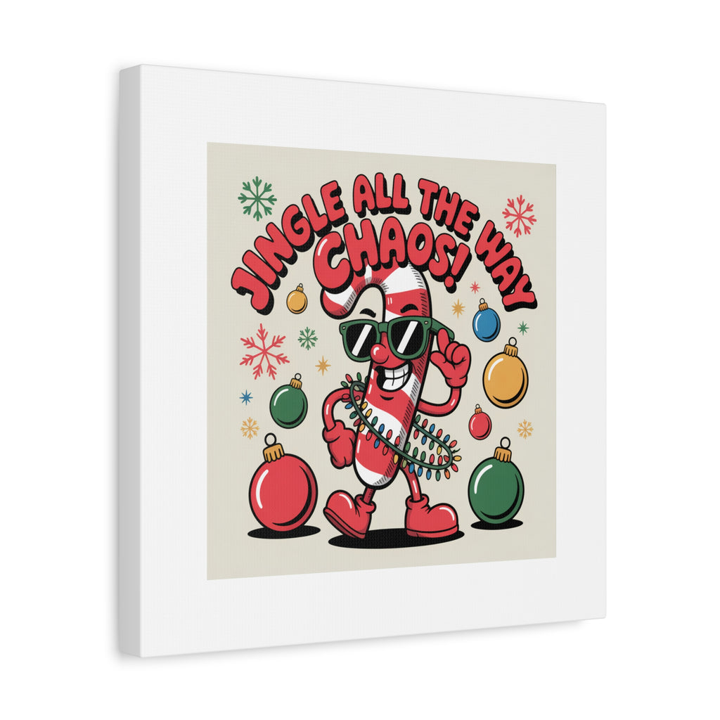 Jingle All The Way Chaos Candy Cane Canvas | ugly Christmas sweater, festive gag sweater