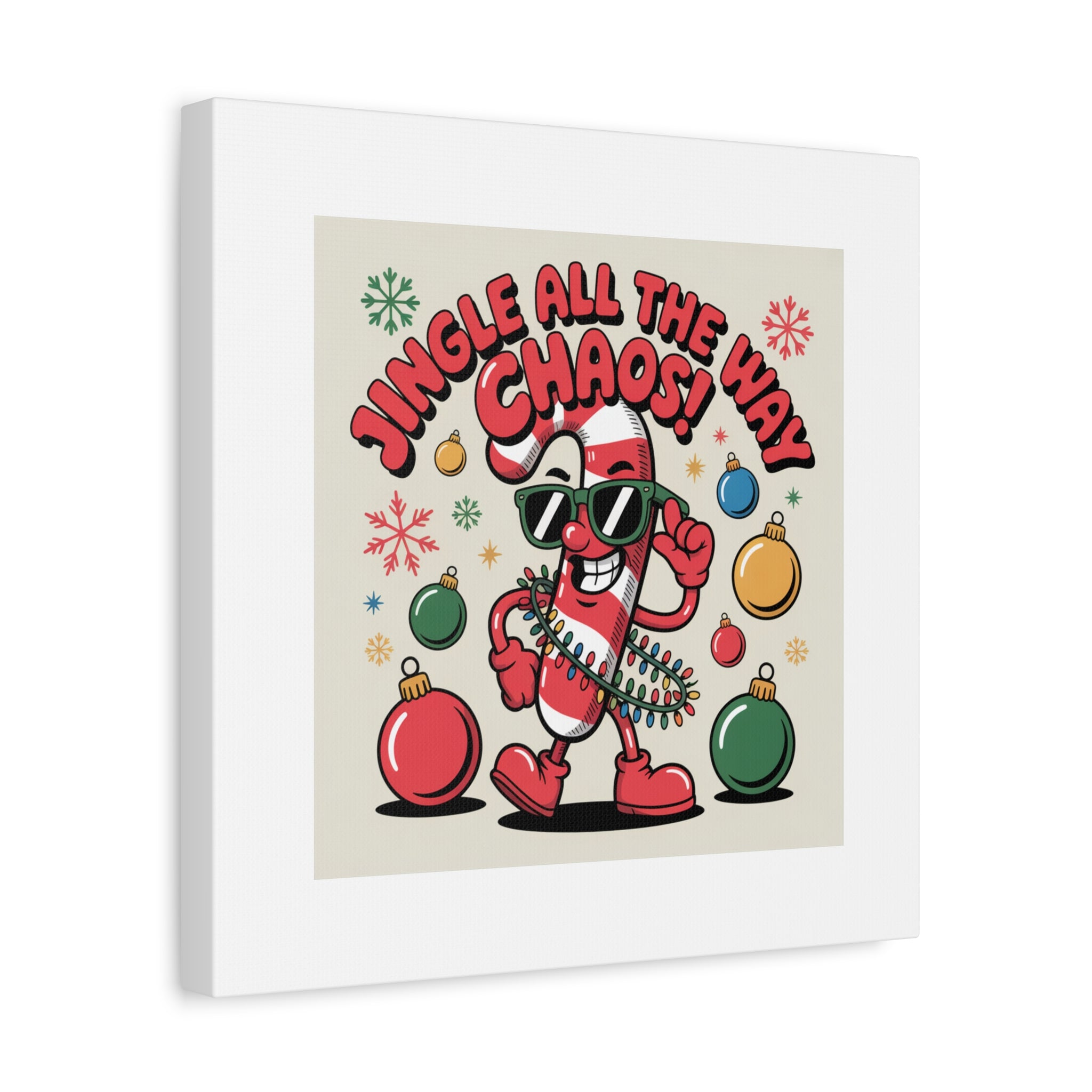 Jingle All The Way Chaos Candy Cane Canvas | ugly Christmas sweater, festive gag sweater