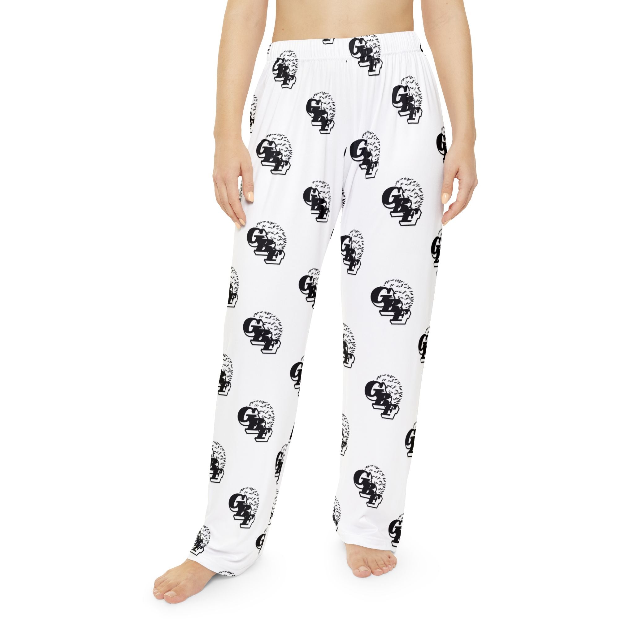 Skull Pattern Women's Pajama Pants — Black & White Relaxed Sleepwear
