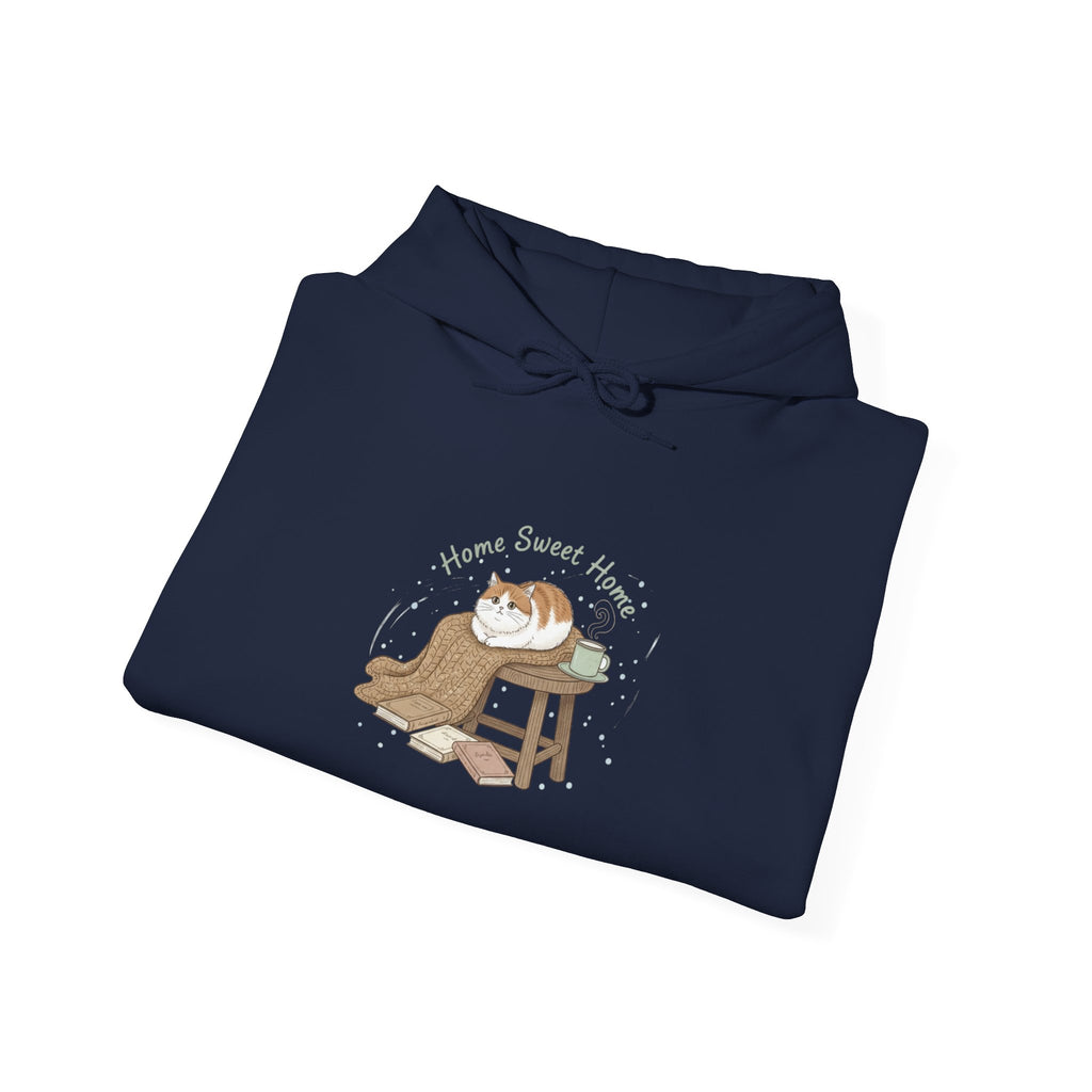 cozy homebody cat with book Hoodie | introvert sweater, book lover hoodie