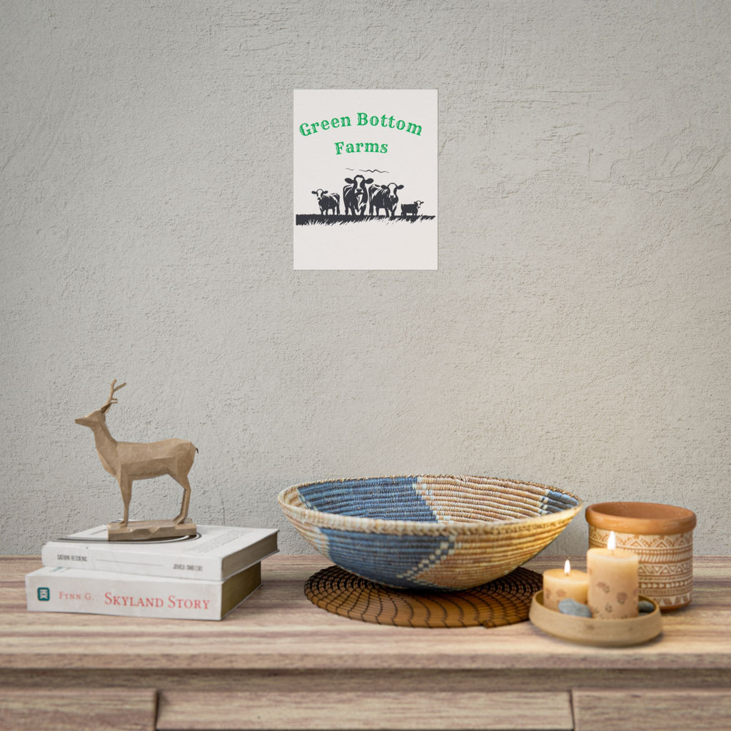 Farmhouse Rolled Posters, Cow Art Decor, Green Bottom Farms, Country Home, Rustic Wall Art, Farmhouse Decor, Animal Wall Prints