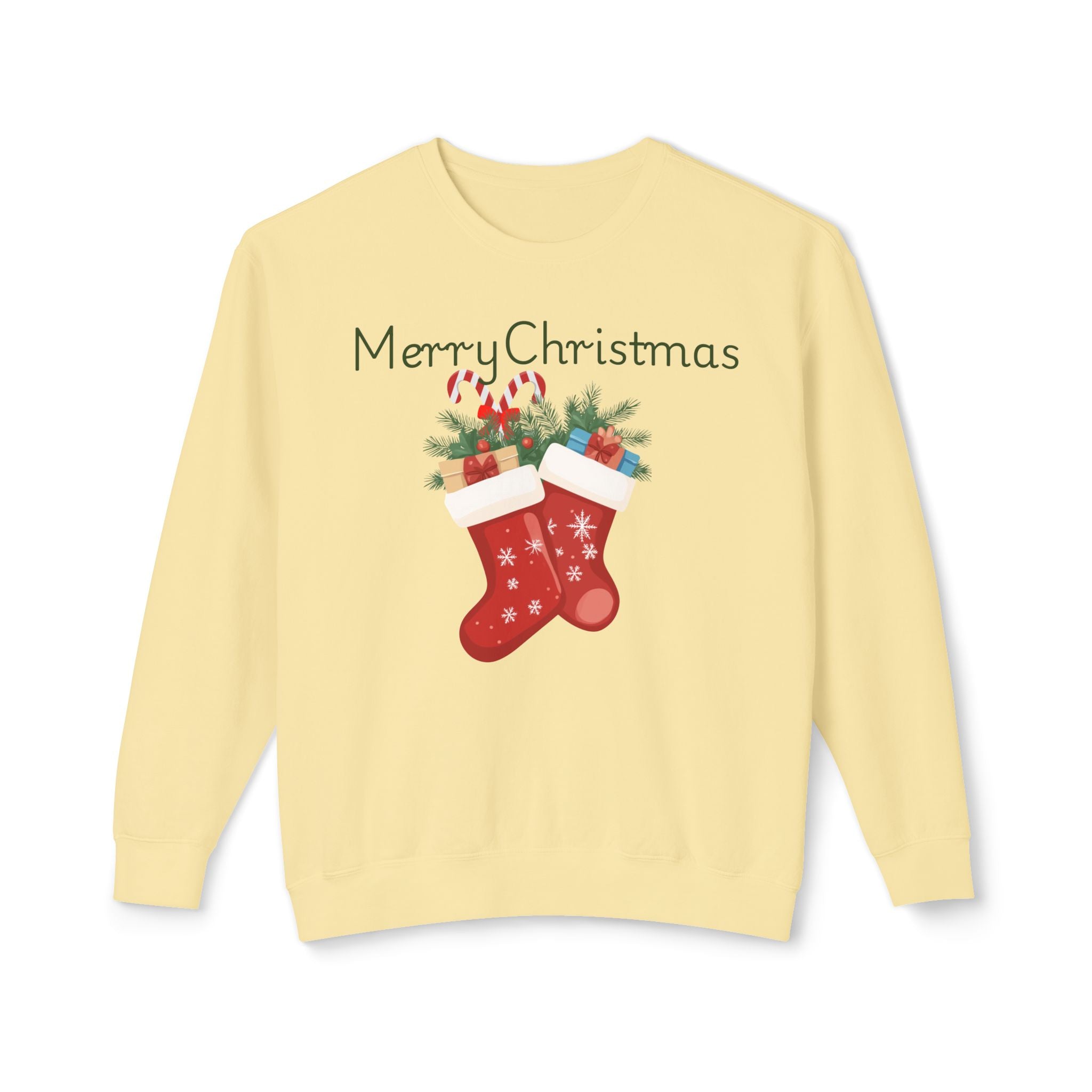 Merry Christmas Stockings Crewneck Sweatshirt — Festive Holiday Sweater