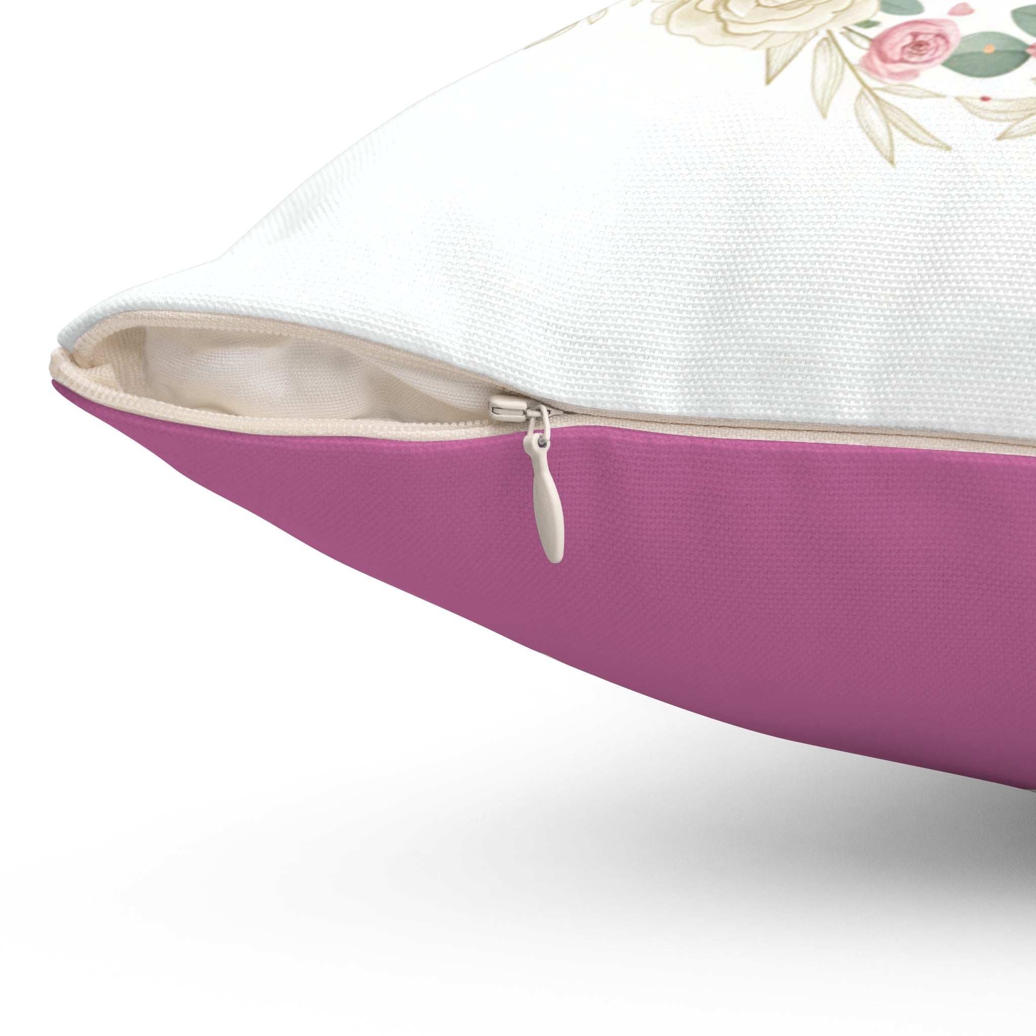 I Love You Floral Wreath Pillow - Romantic Decorative Square Throw Pillow