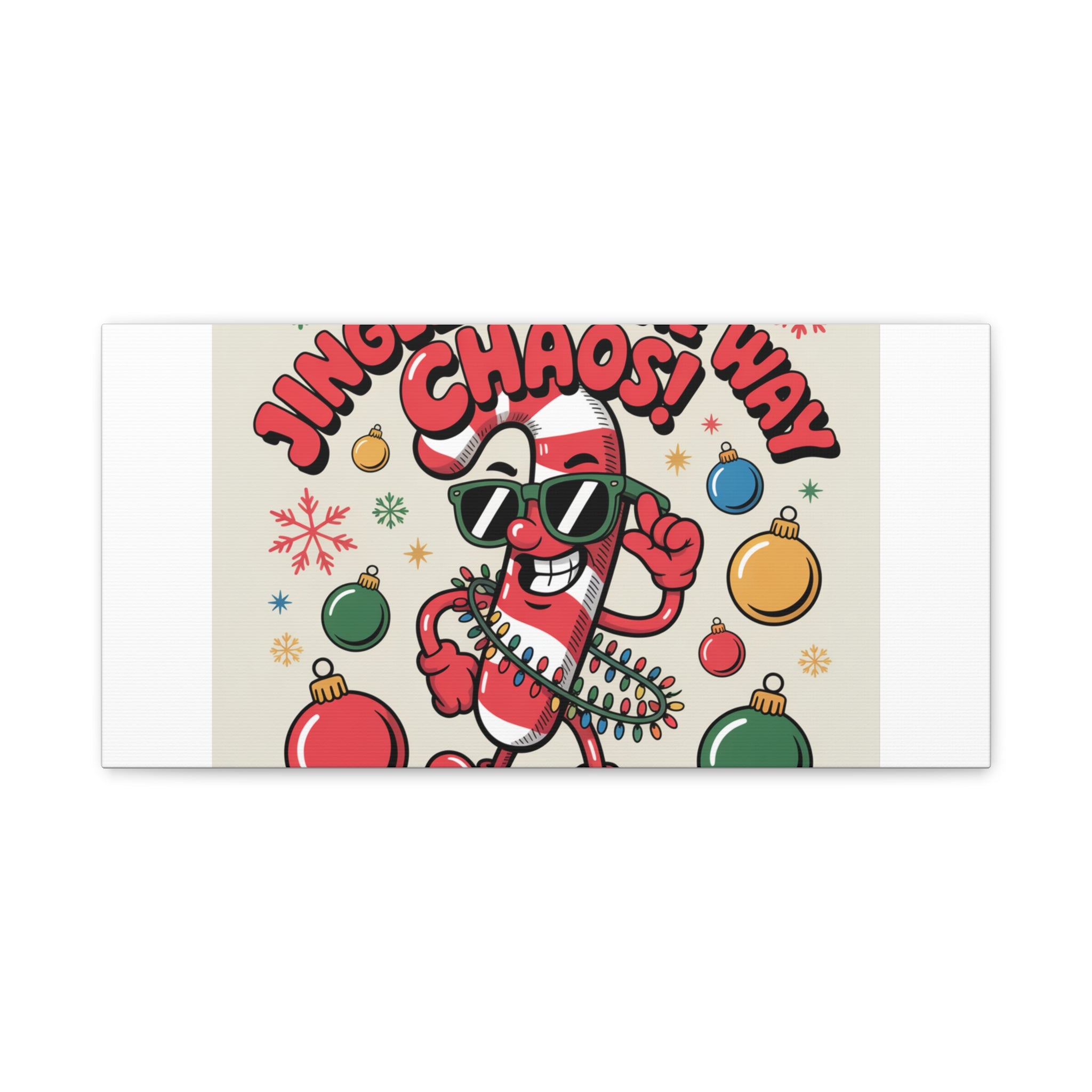 Jingle All The Way Chaos Candy Cane Canvas | ugly Christmas sweater, festive gag sweater