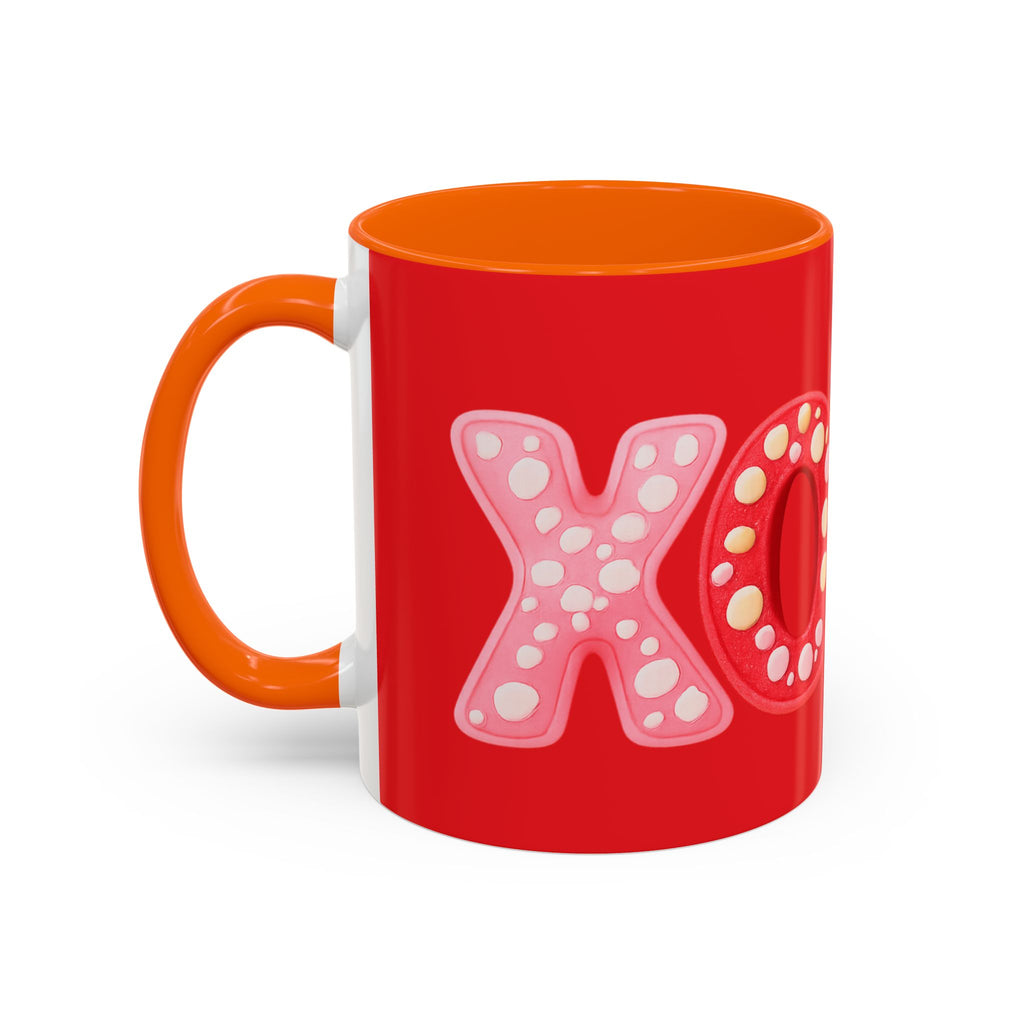 XO Valentine Coffee Mug — Red Accent Romantic Ceramic Mug