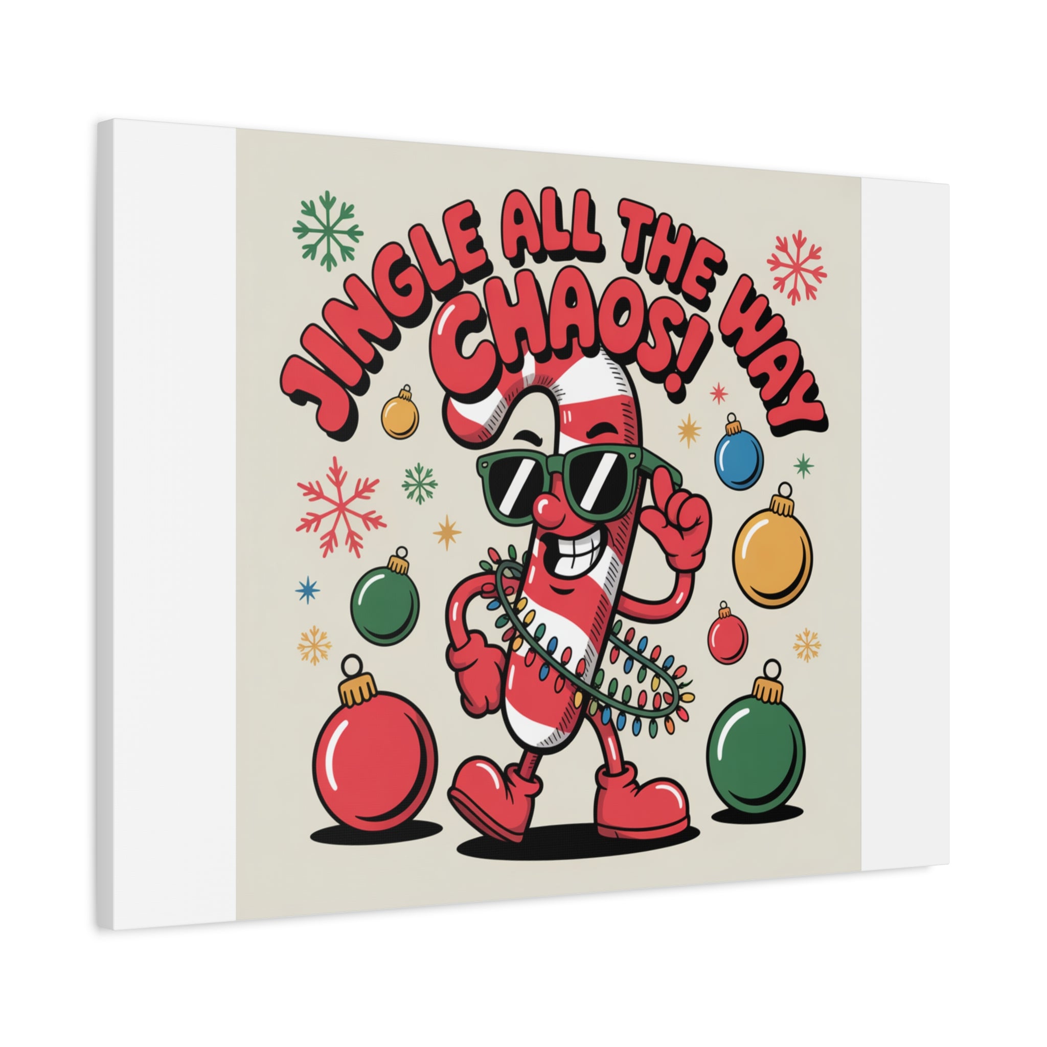 Jingle All The Way Chaos Candy Cane Canvas | ugly Christmas sweater, festive gag sweater