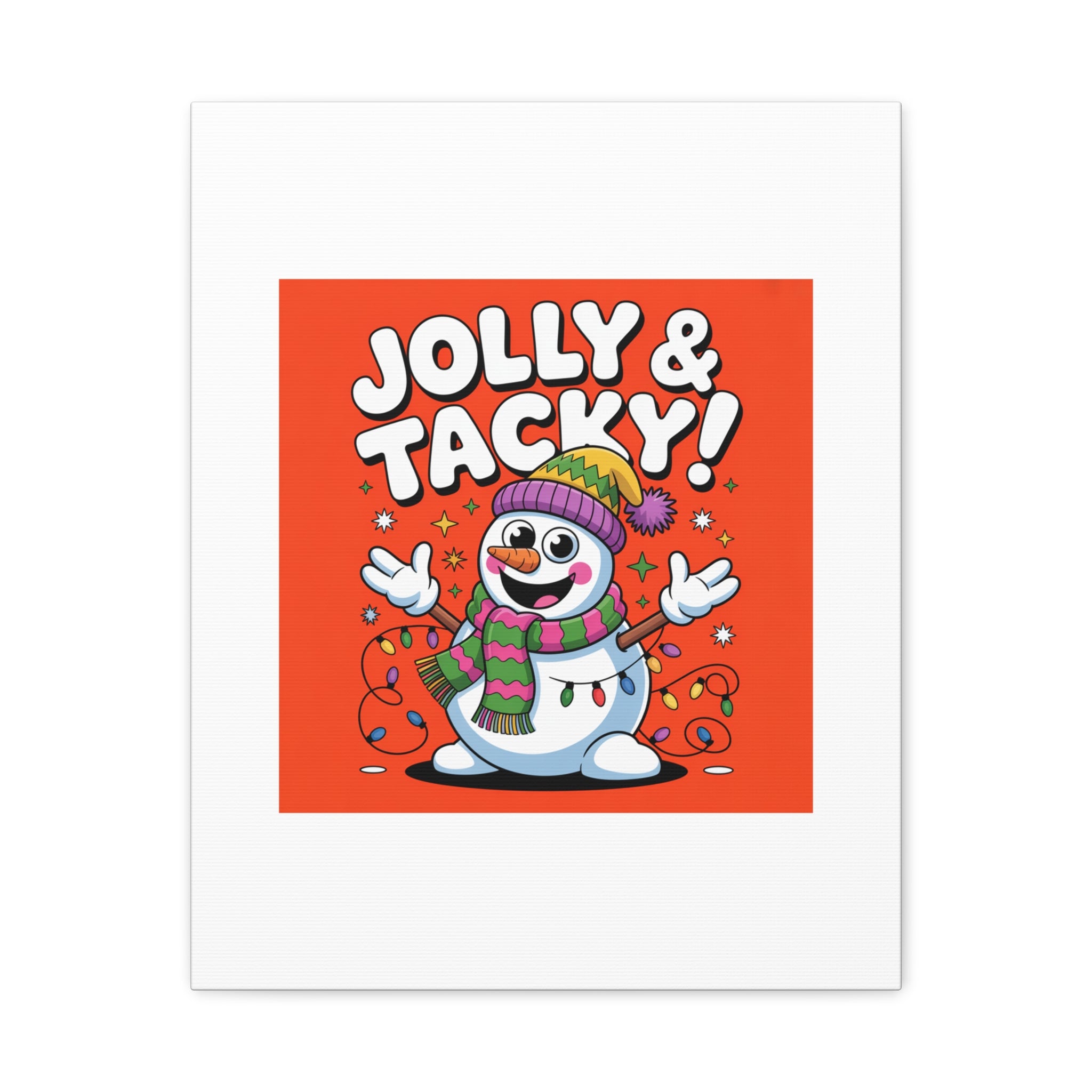 Jolly & Tacky Snowman Matte Canvas | ugly Christmas sweater novelty, festive gag