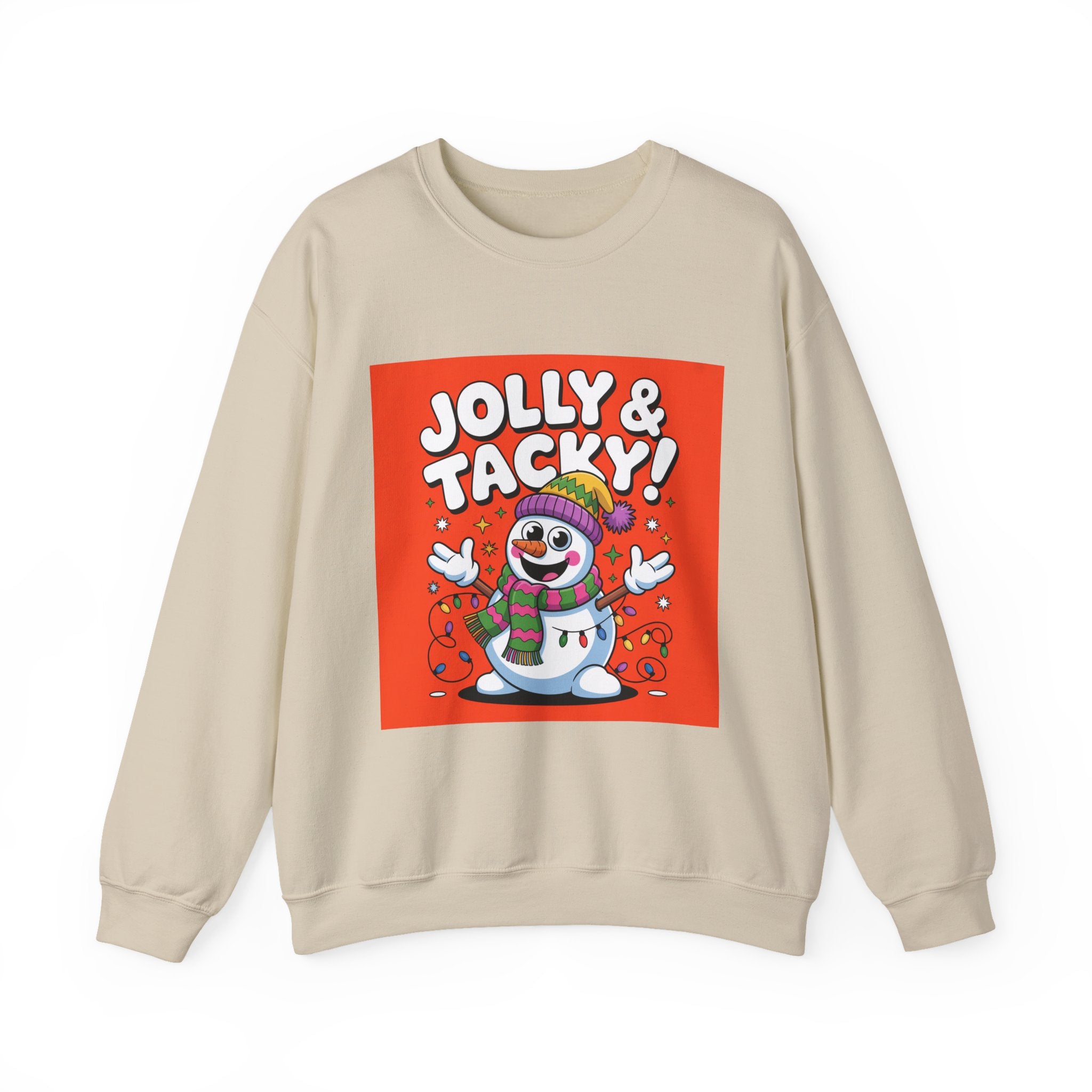 Jolly & Tacky Snowman Sweatshirt | ugly Christmas sweater, novelty holiday sweatshirt
