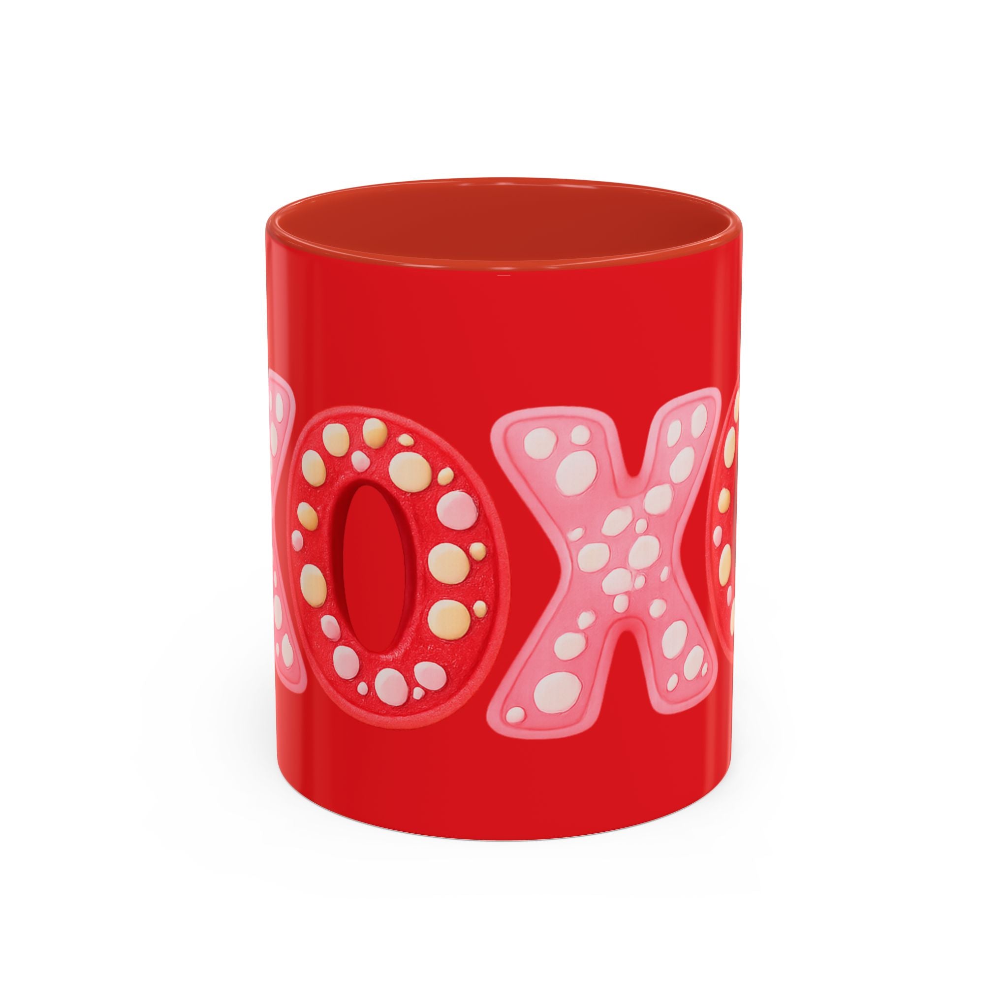 XO Valentine Coffee Mug — Red Accent Romantic Ceramic Mug