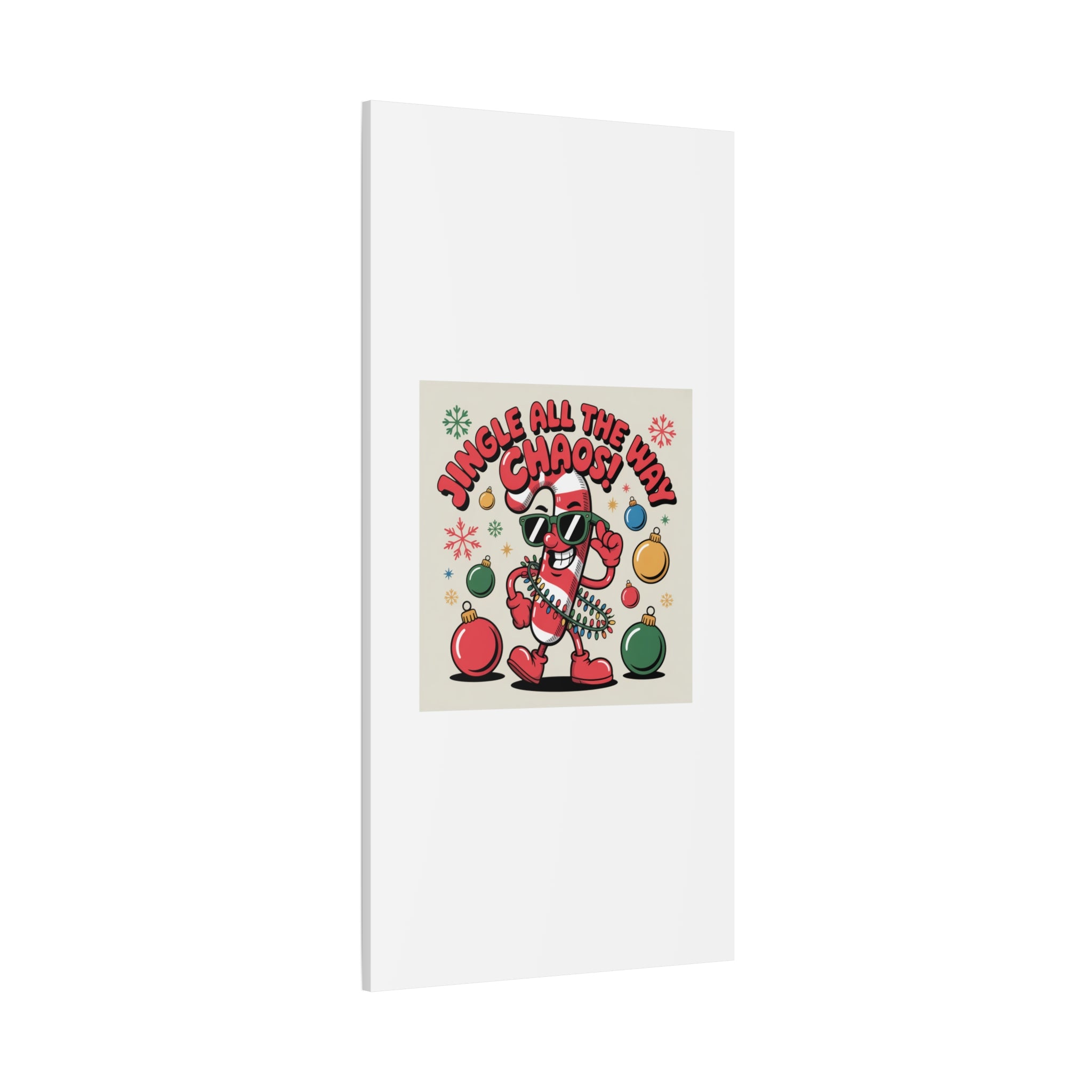 Jingle All The Way Chaos Candy Cane Canvas | ugly Christmas sweater, festive gag sweater