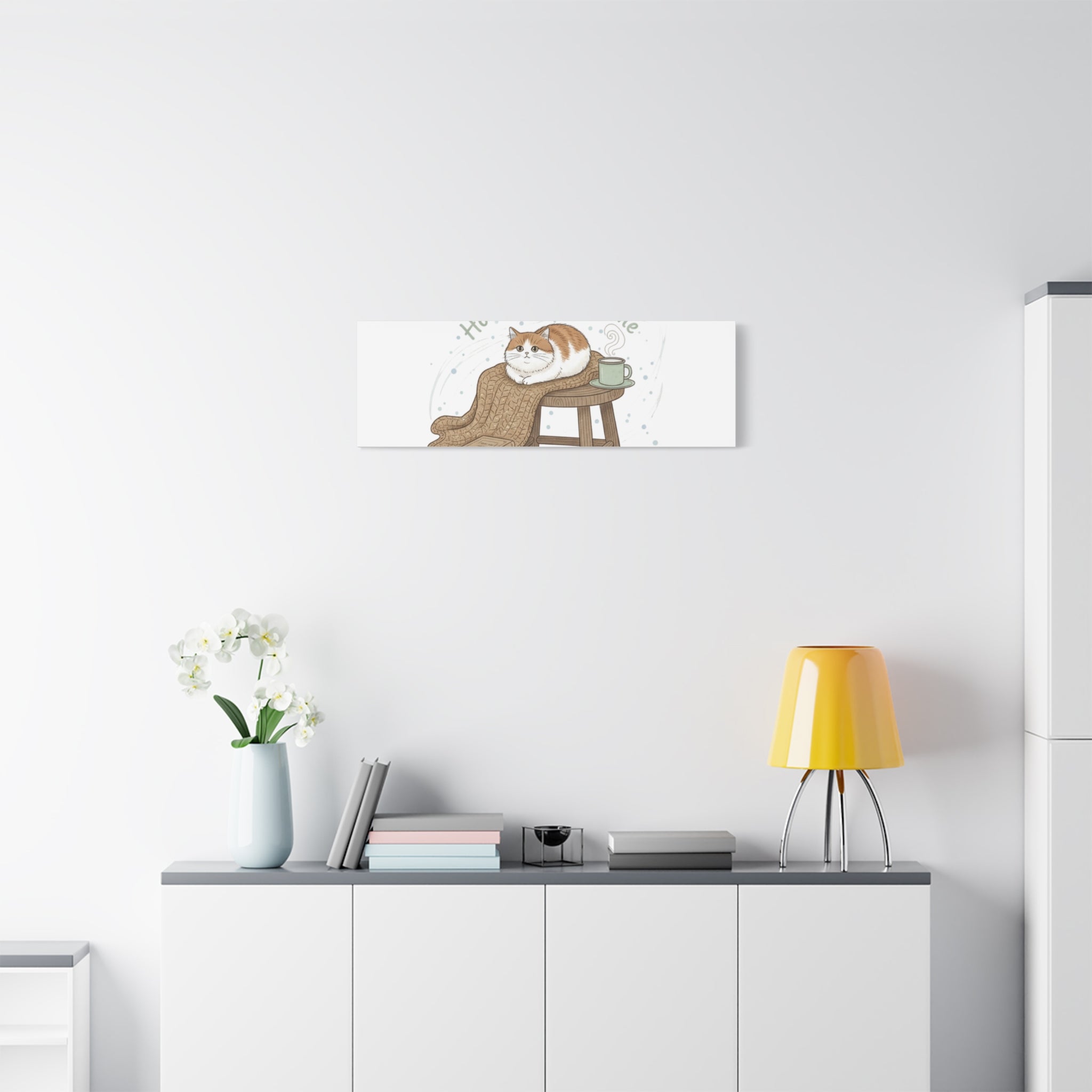 Home Sweet Home cat print Canvas | introvert homebody decor, cozy winter wall art