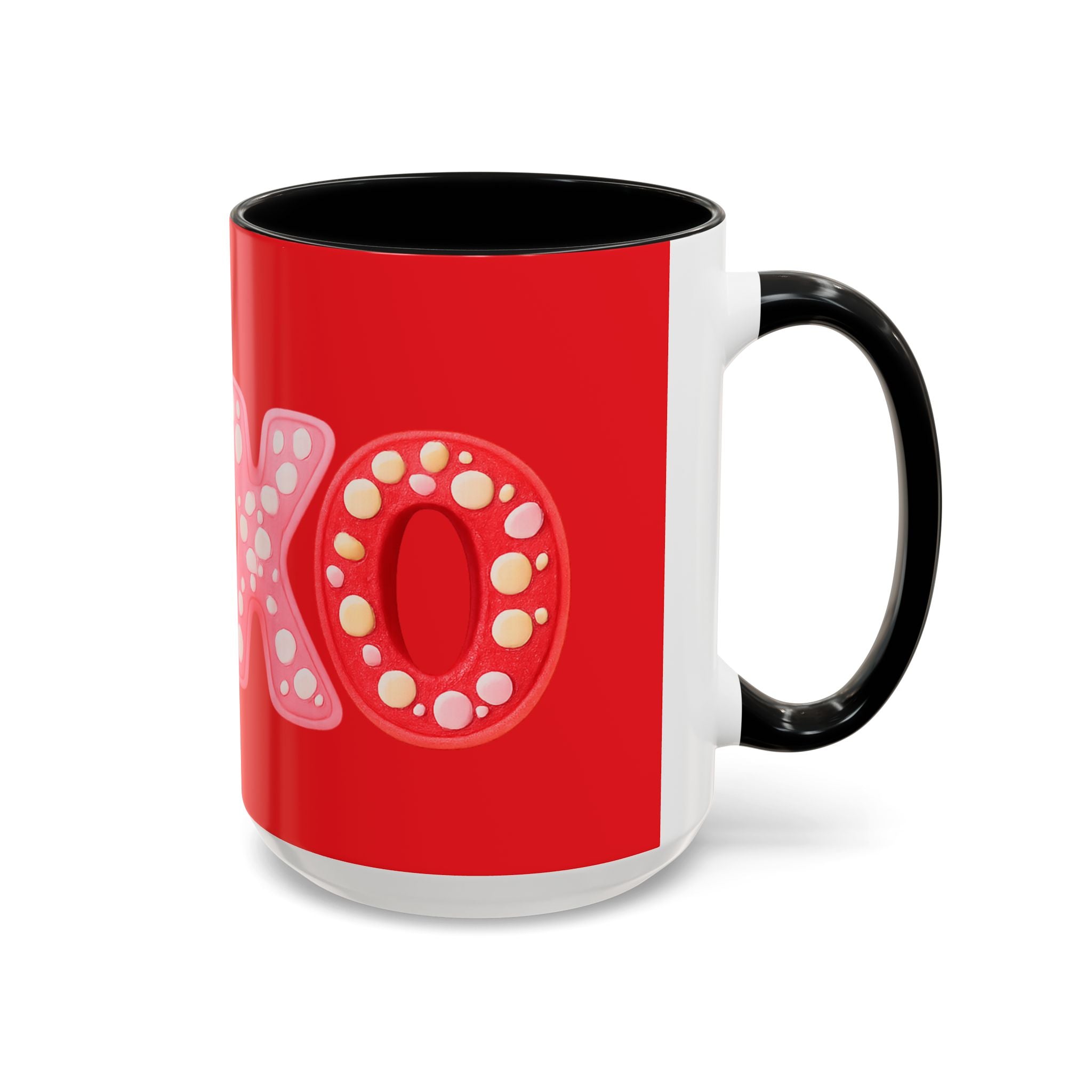 XO Valentine Coffee Mug — Red Accent Romantic Ceramic Mug