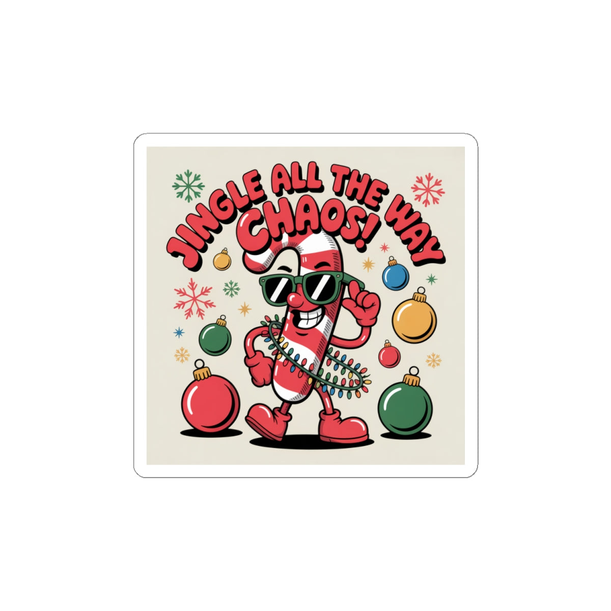 Jingle All the Chaos Sticker | Ugly Christmas Sweater Holiday Novelty