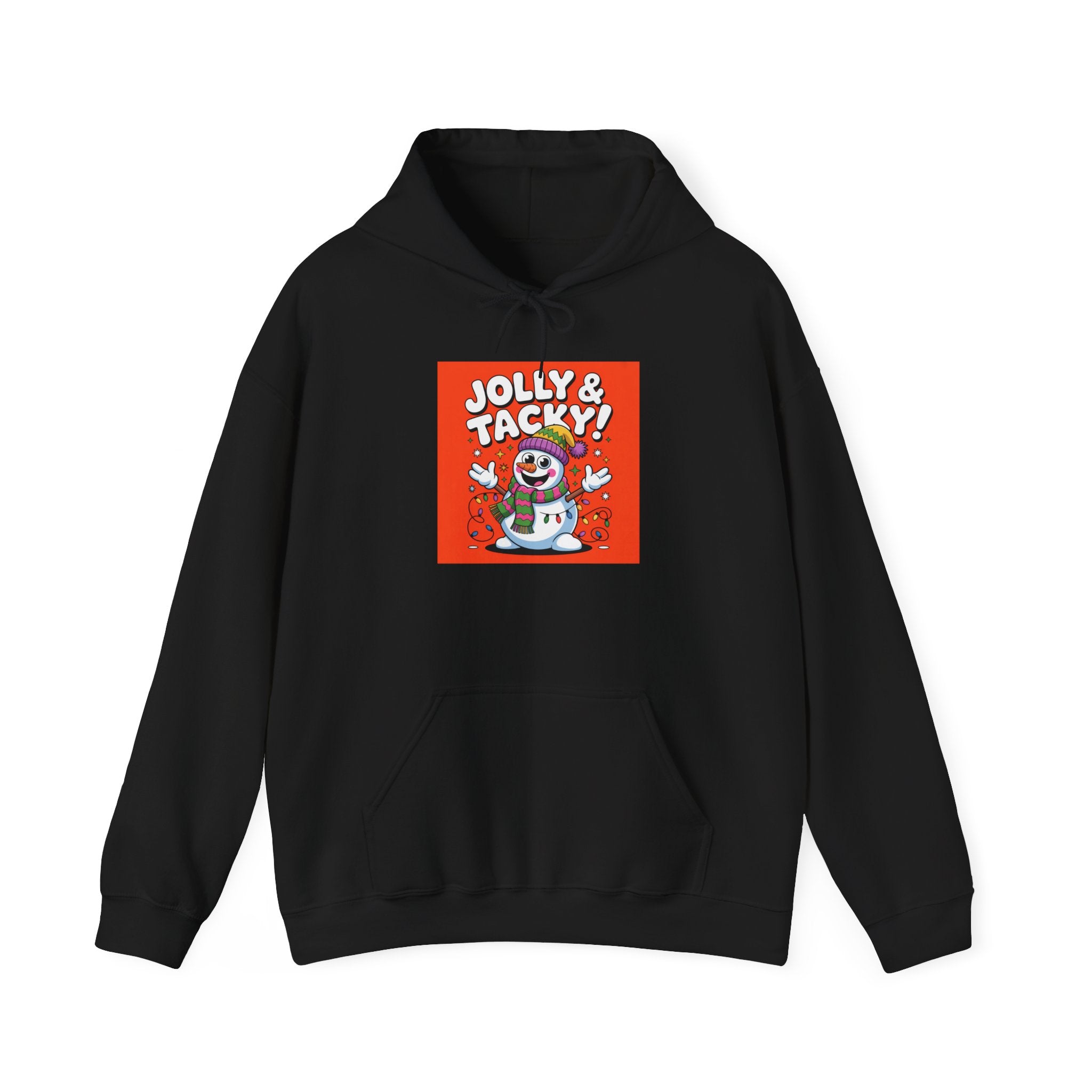 Jolly & Tacky Snowman Hoodie | ugly Christmas party sweatshirt, novelty holiday knit