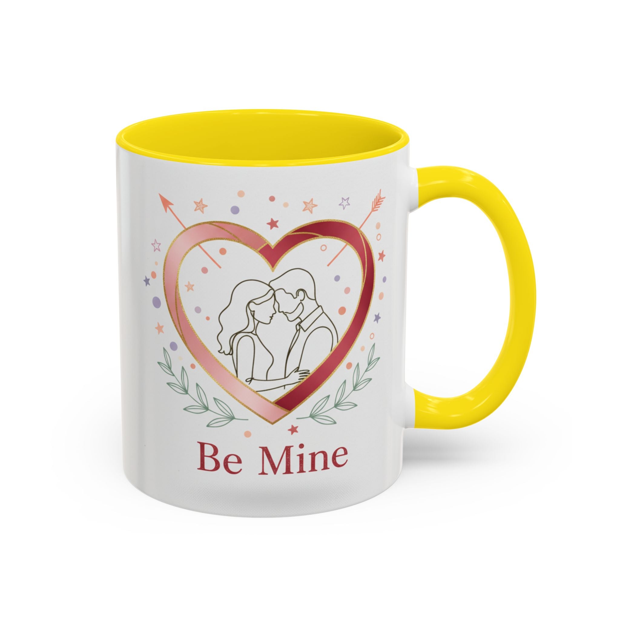 Be Mine Heart Couple Accent Coffee Mug — Romantic Valentine’s Gift (11/15oz)