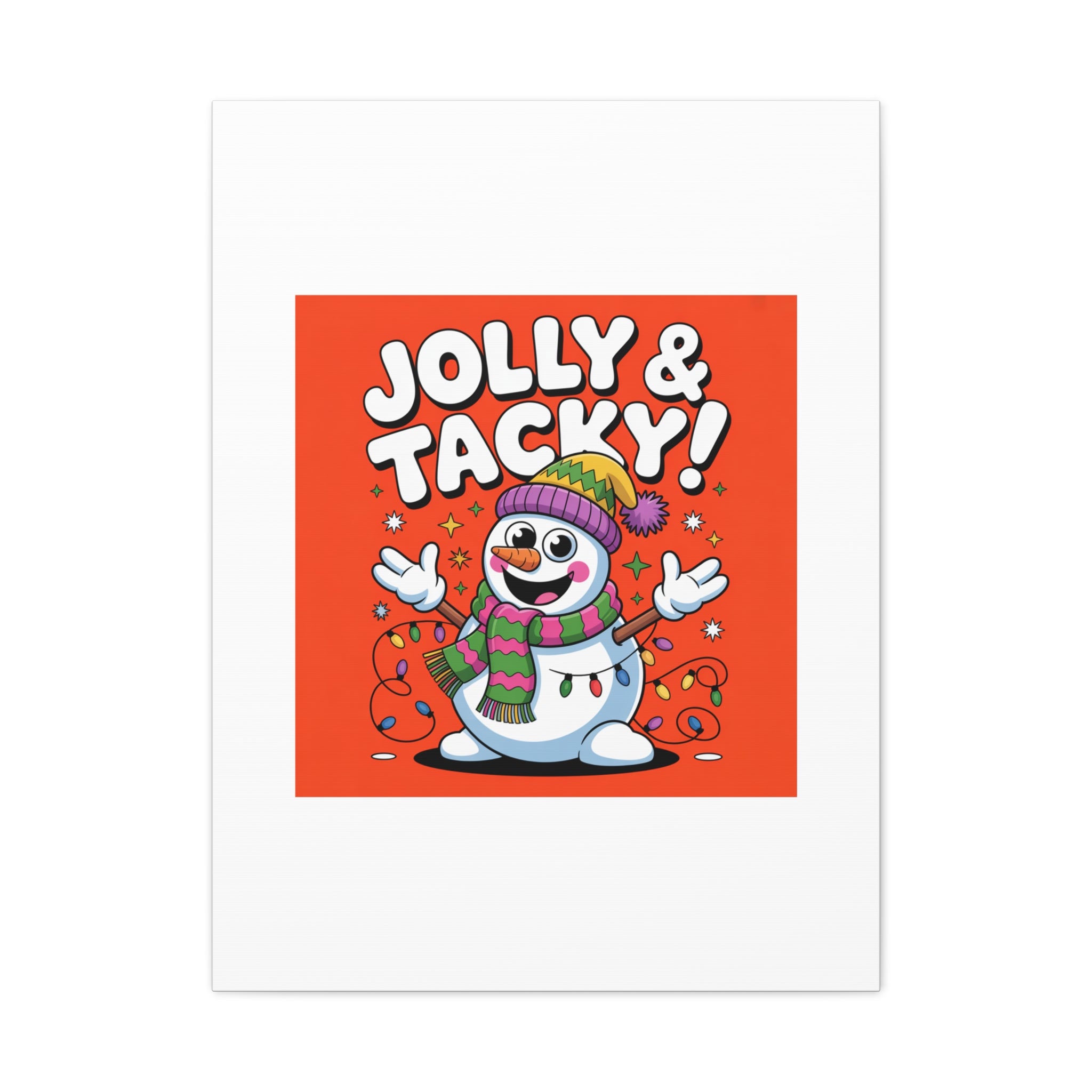 Jolly & Tacky Snowman Matte Canvas | ugly Christmas sweater novelty, festive gag