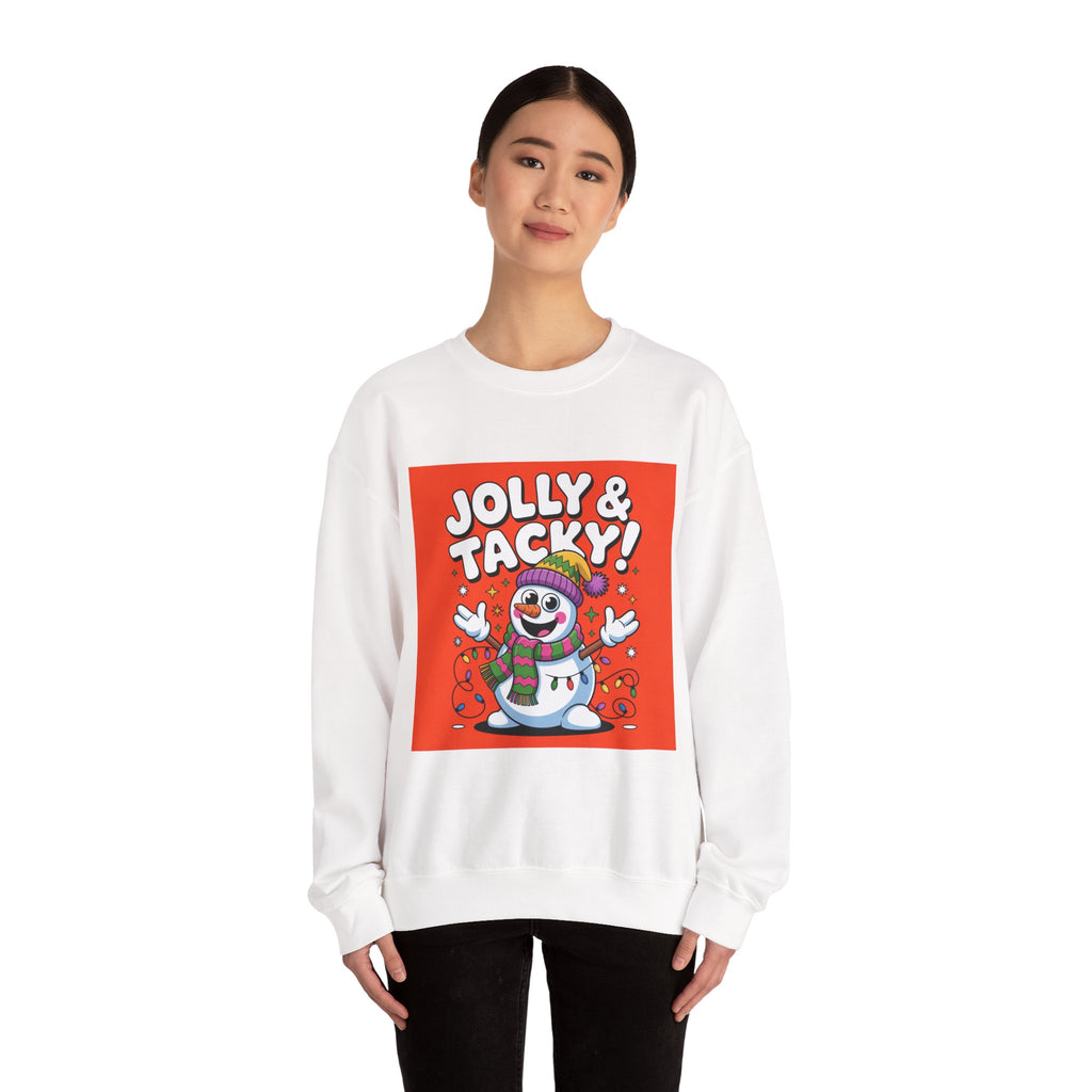 Jolly & Tacky Snowman Sweatshirt | ugly Christmas sweater, novelty holiday sweatshirt