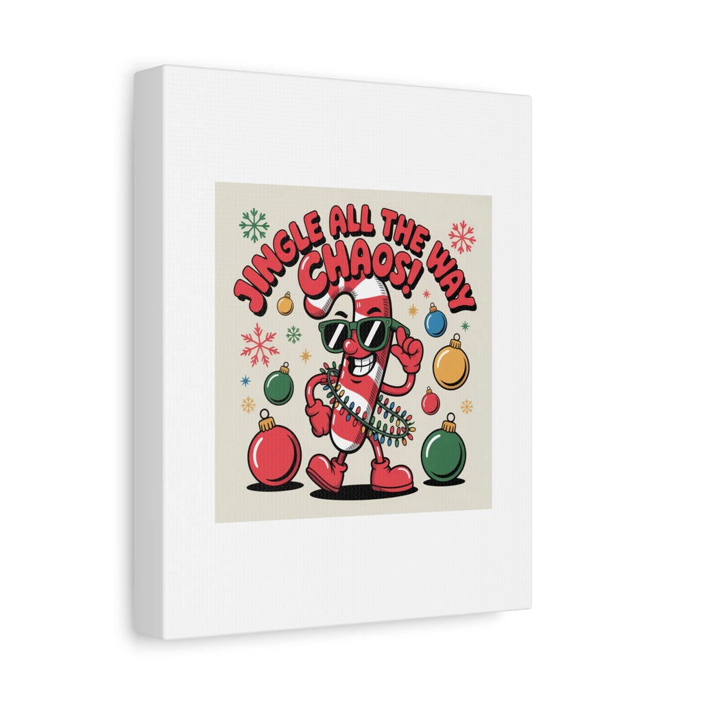 Jingle All The Way Chaos Candy Cane Canvas | ugly Christmas sweater, festive gag sweater