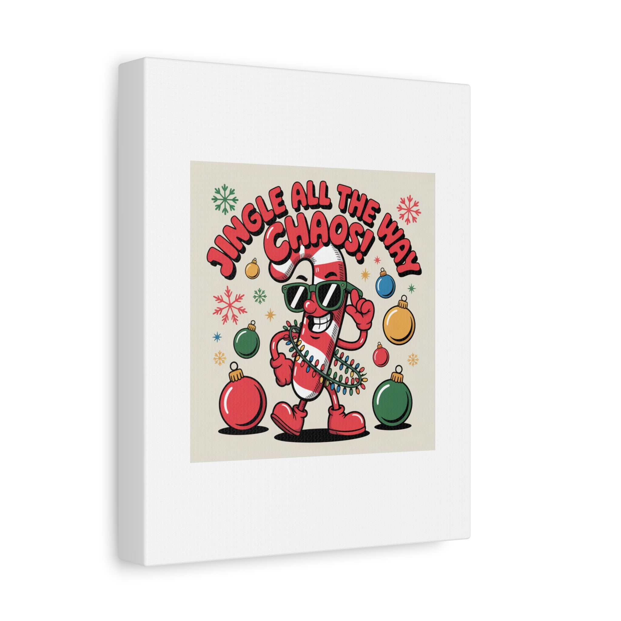 Jingle All The Way Chaos Candy Cane Canvas | ugly Christmas sweater, festive gag sweater