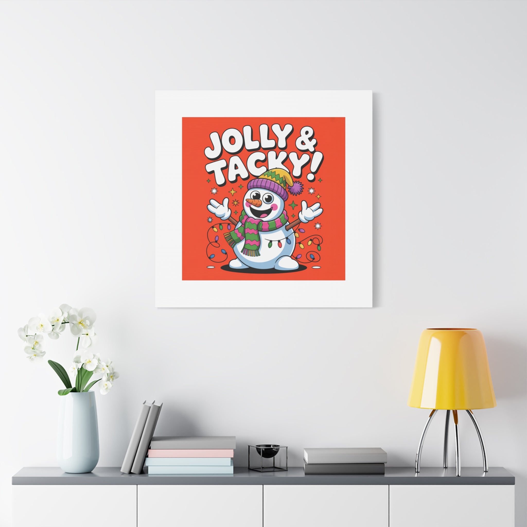 Jolly & Tacky Snowman Matte Canvas | ugly Christmas sweater novelty, festive gag