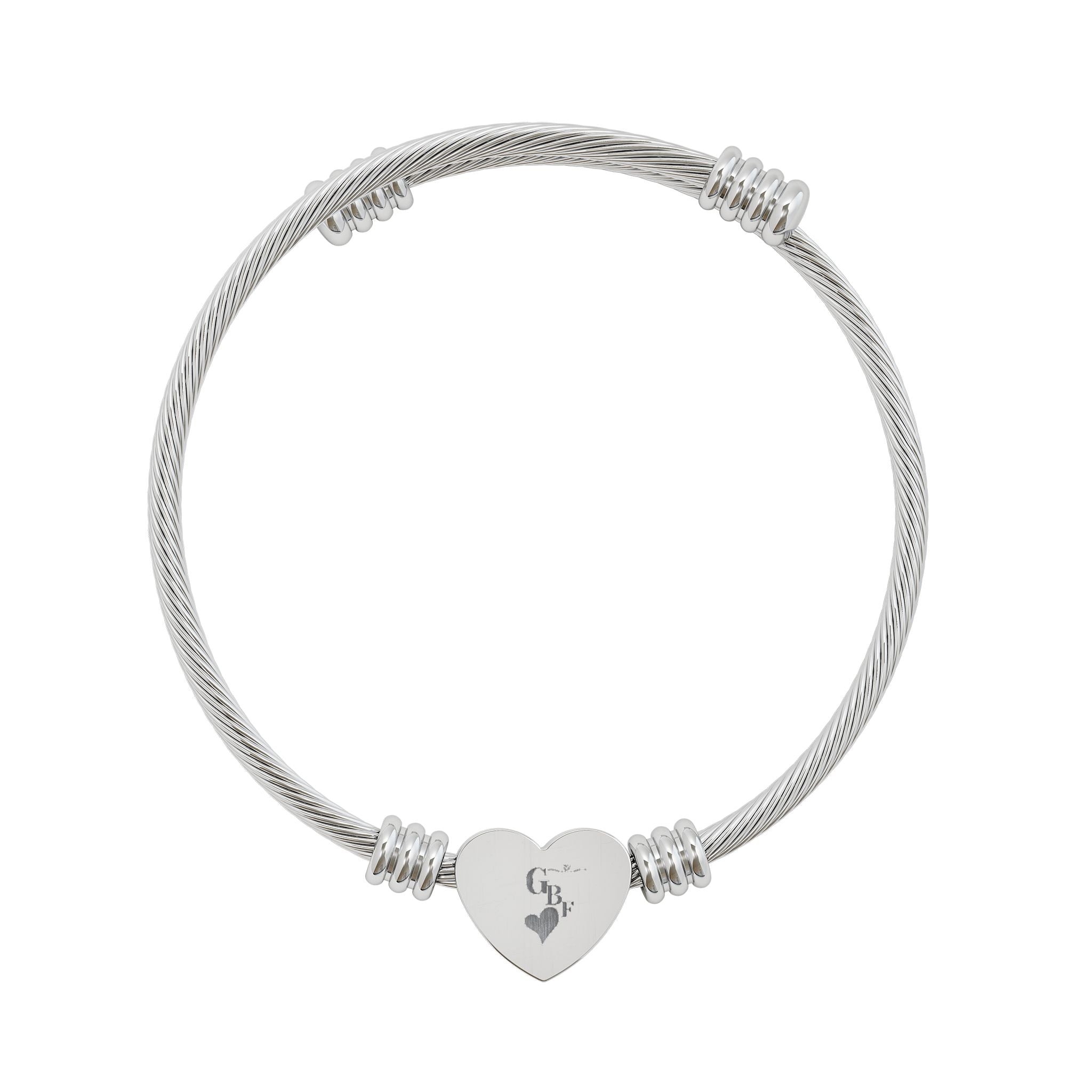 Engravable Heart Cuff Bracelet — Personalized Stainless Steel Bangle for Gifts & Anniversaries