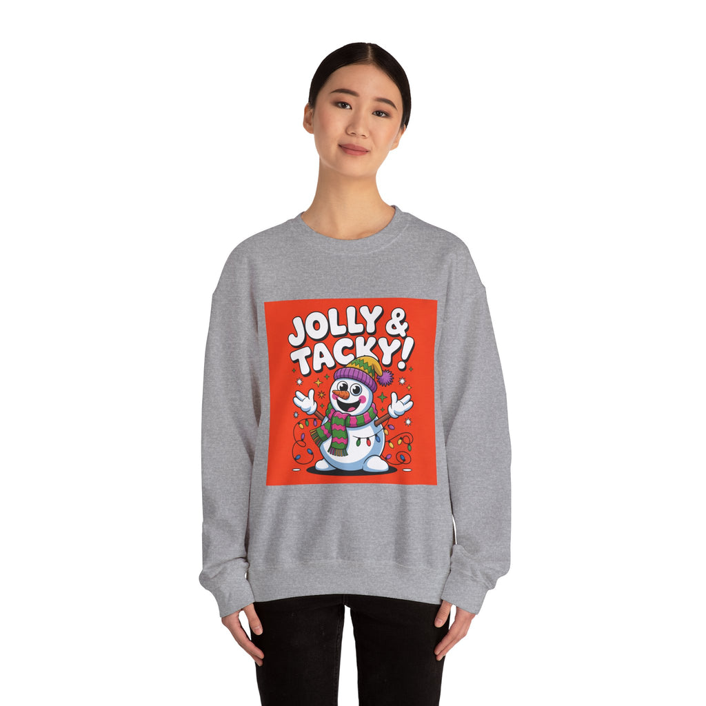 Jolly & Tacky Snowman Sweatshirt | ugly Christmas sweater, novelty holiday sweatshirt
