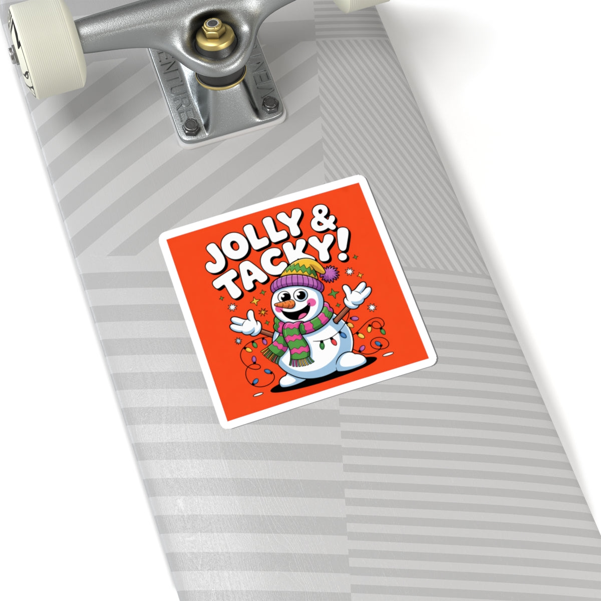 Jolly & Tacky Snowman Kiss-Cut Sticker | ugly Christmas sweater, festive gag sweater
