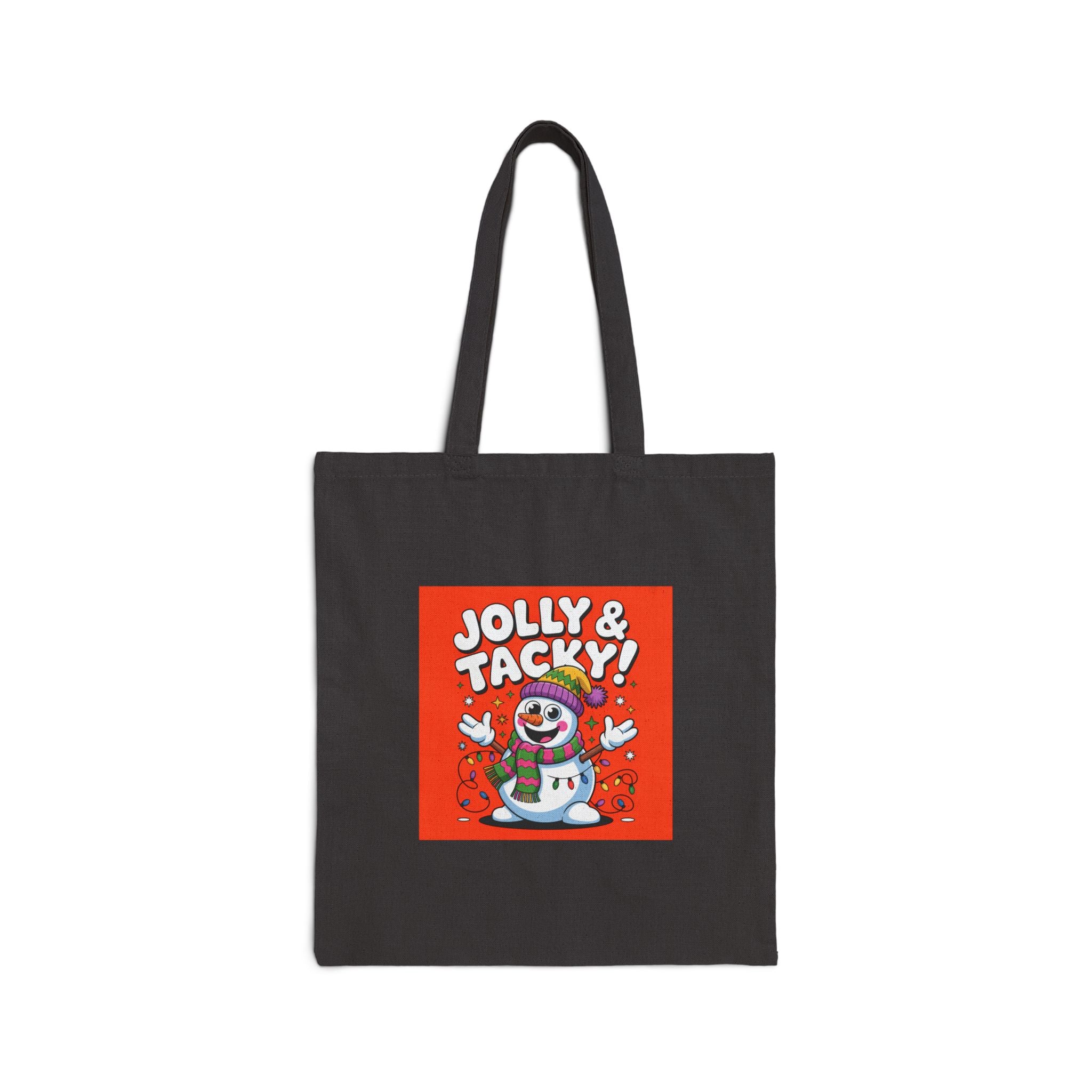 Jolly & Tacky Snowman Tote | ugly Christmas sweater, festive gag sweater