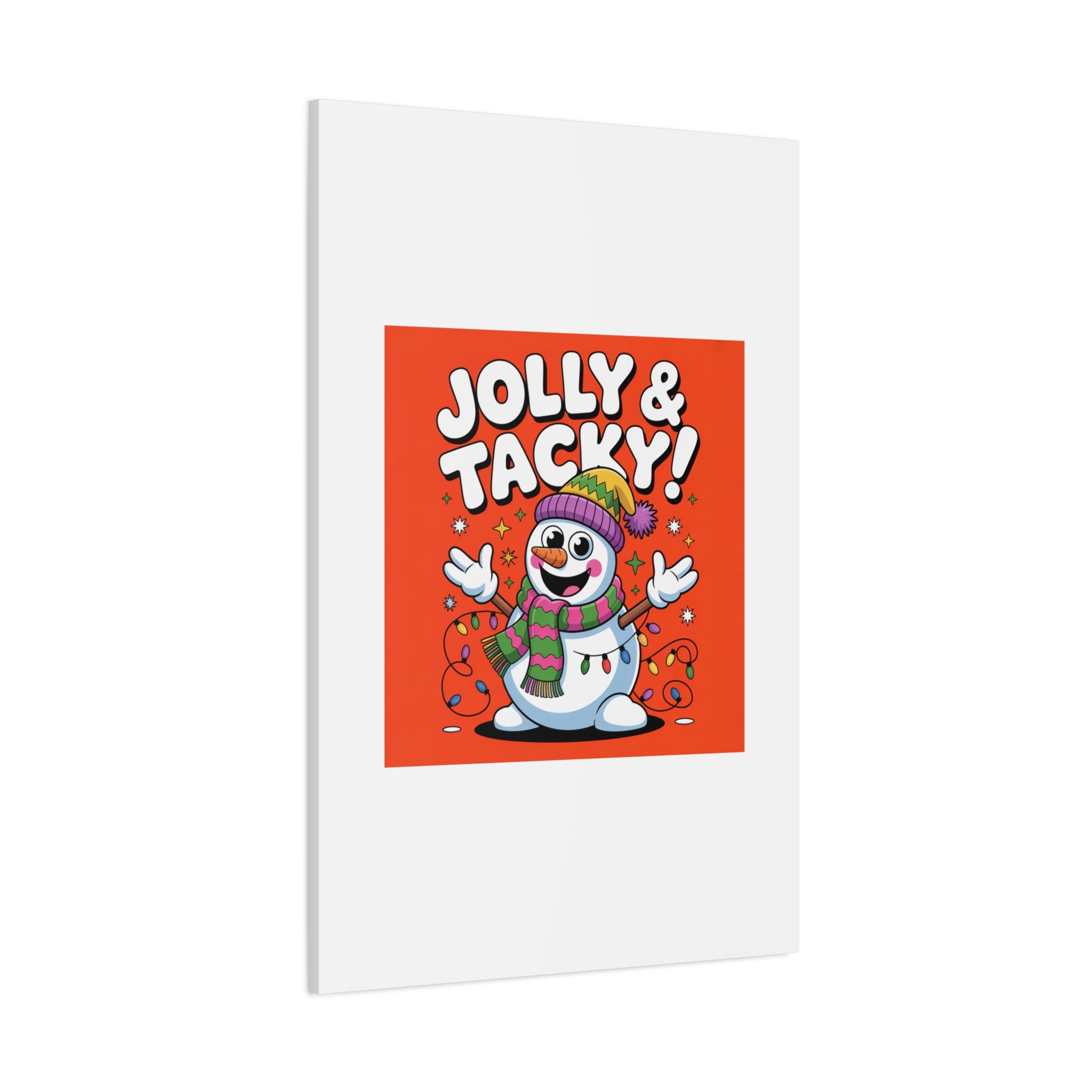 Jolly & Tacky Snowman Matte Canvas | ugly Christmas sweater novelty, festive gag