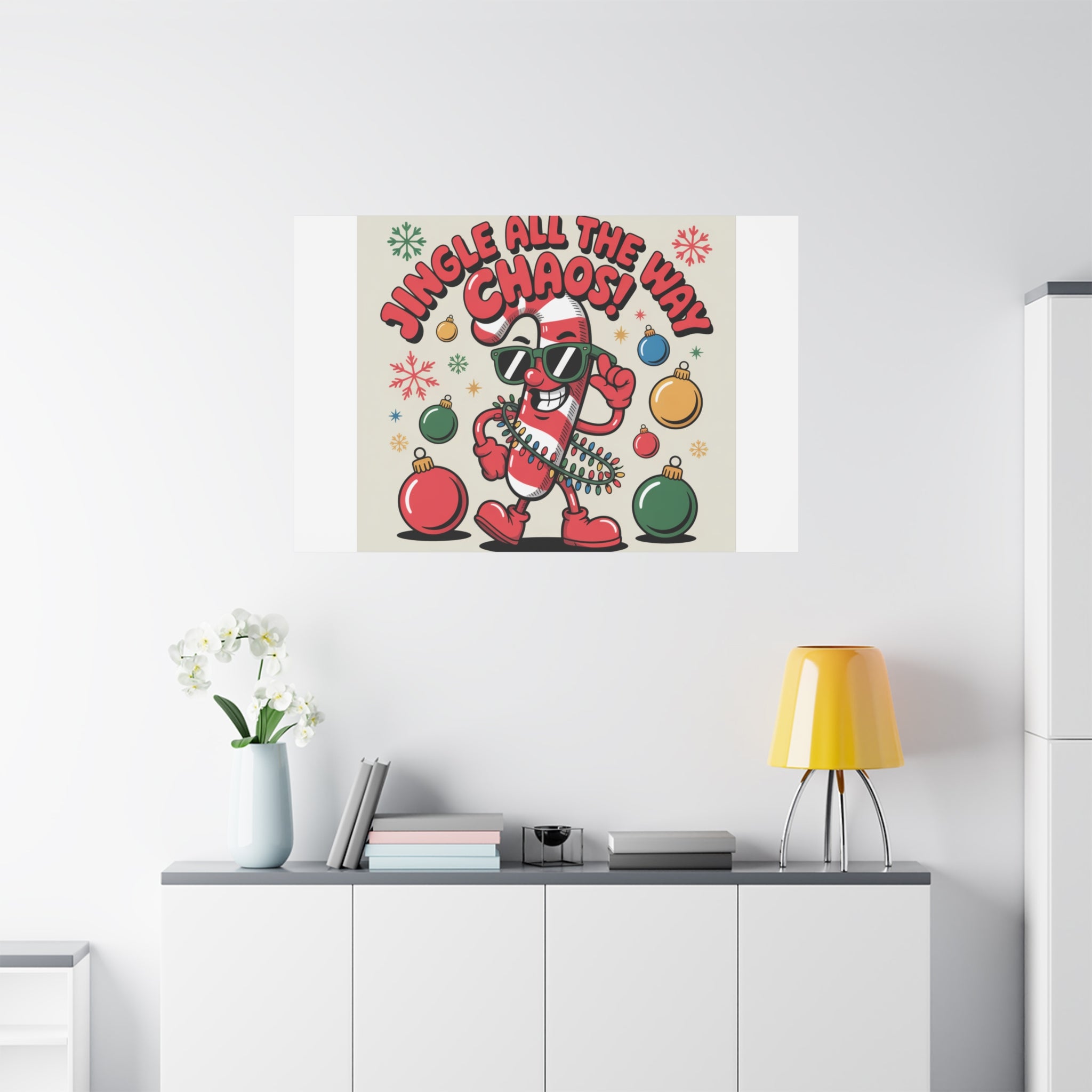 Jingle All The Way Chaos Candy Cane Canvas | ugly Christmas sweater, festive gag sweater