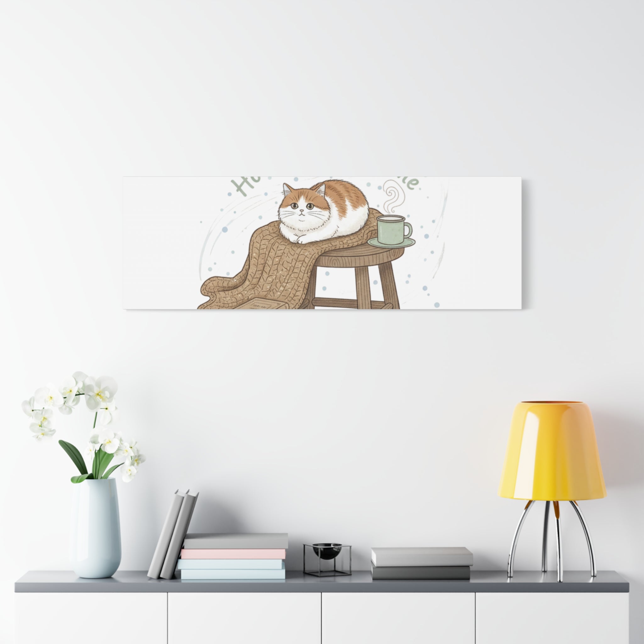 Home Sweet Home cat print Canvas | introvert homebody decor, cozy winter wall art