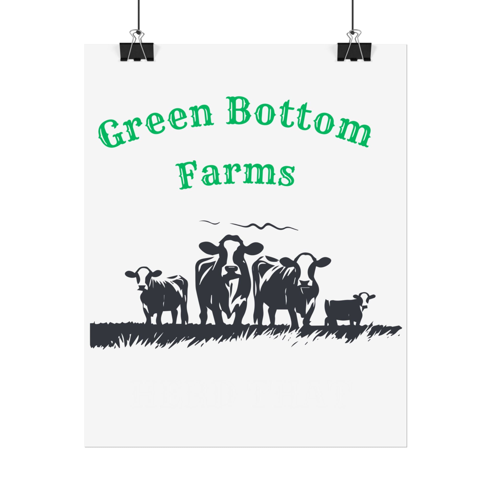 Farmhouse Rolled Posters, Cow Art Decor, Green Bottom Farms, Country Home, Rustic Wall Art, Farmhouse Decor, Animal Wall Prints