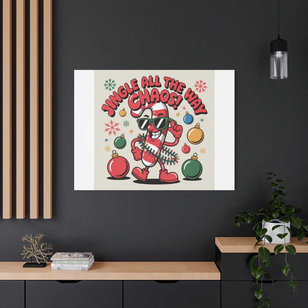 Jingle All The Way Chaos Candy Cane Canvas | ugly Christmas sweater, festive gag sweater