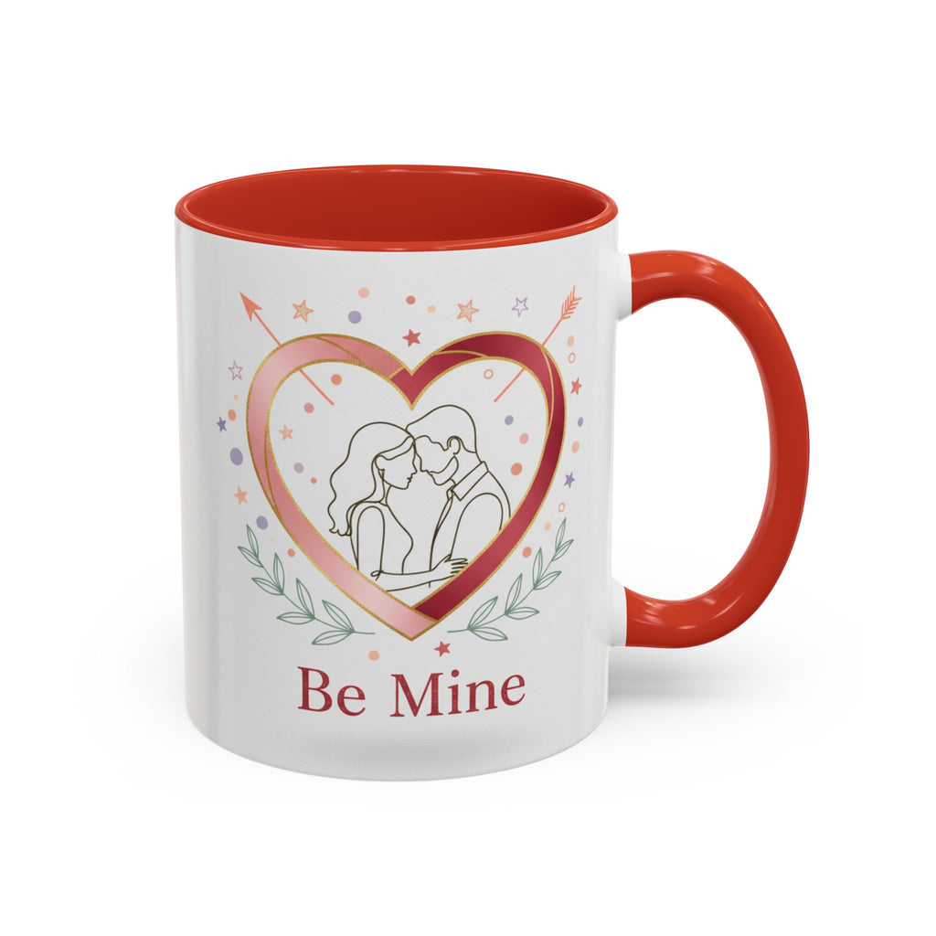 Be Mine Heart Couple Accent Coffee Mug — Romantic Valentine’s Gift (11/15oz)
