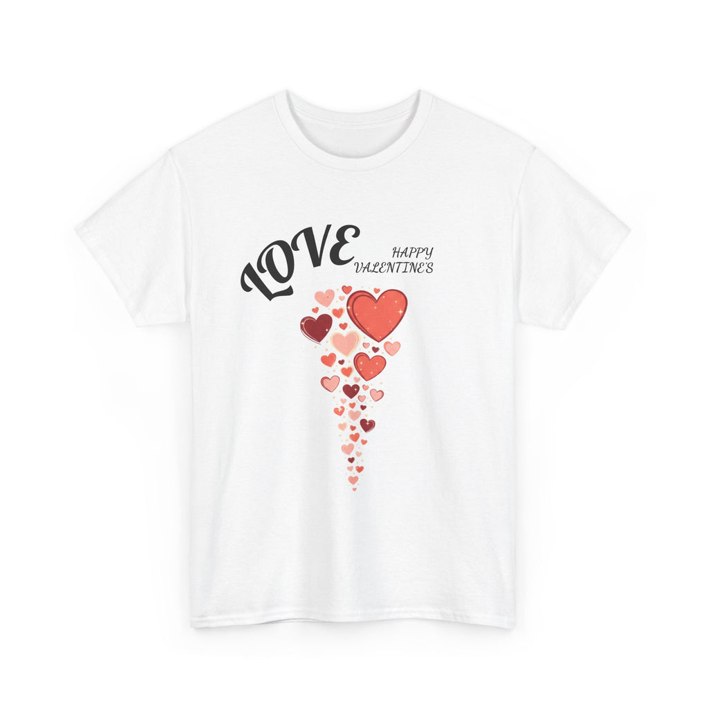 Valentine's Day Love Hearts Tee — "Love" Happy Valentine's Graphic T-Shirt