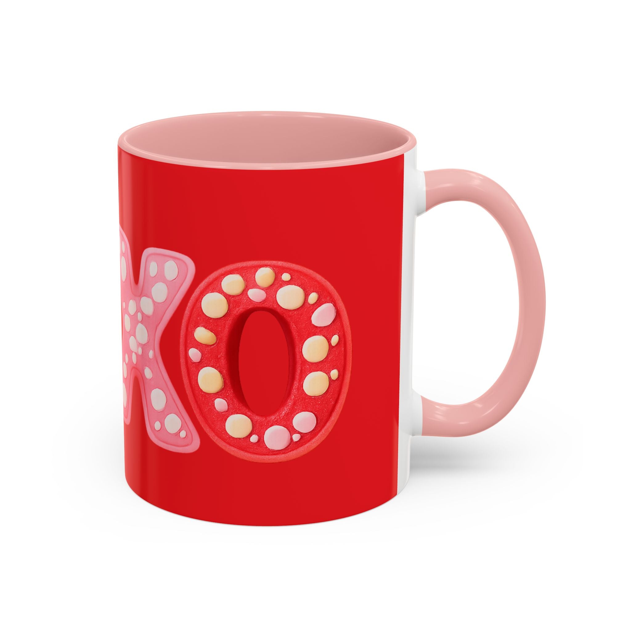 XO Valentine Coffee Mug — Red Accent Romantic Ceramic Mug