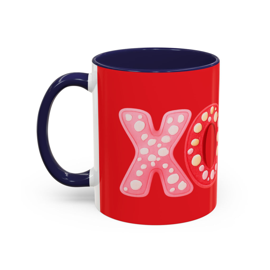 XO Valentine Coffee Mug — Red Accent Romantic Ceramic Mug