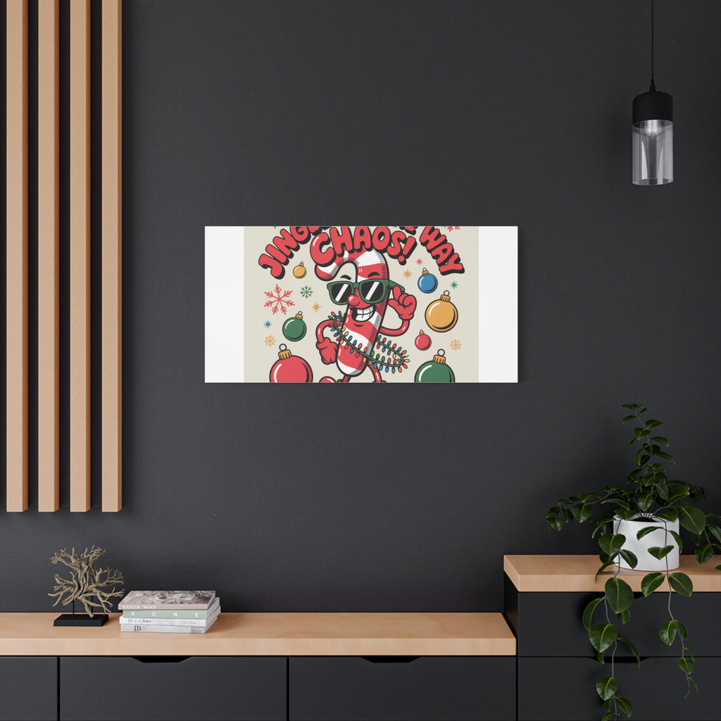 Jingle All The Way Chaos Candy Cane Canvas | ugly Christmas sweater, festive gag sweater