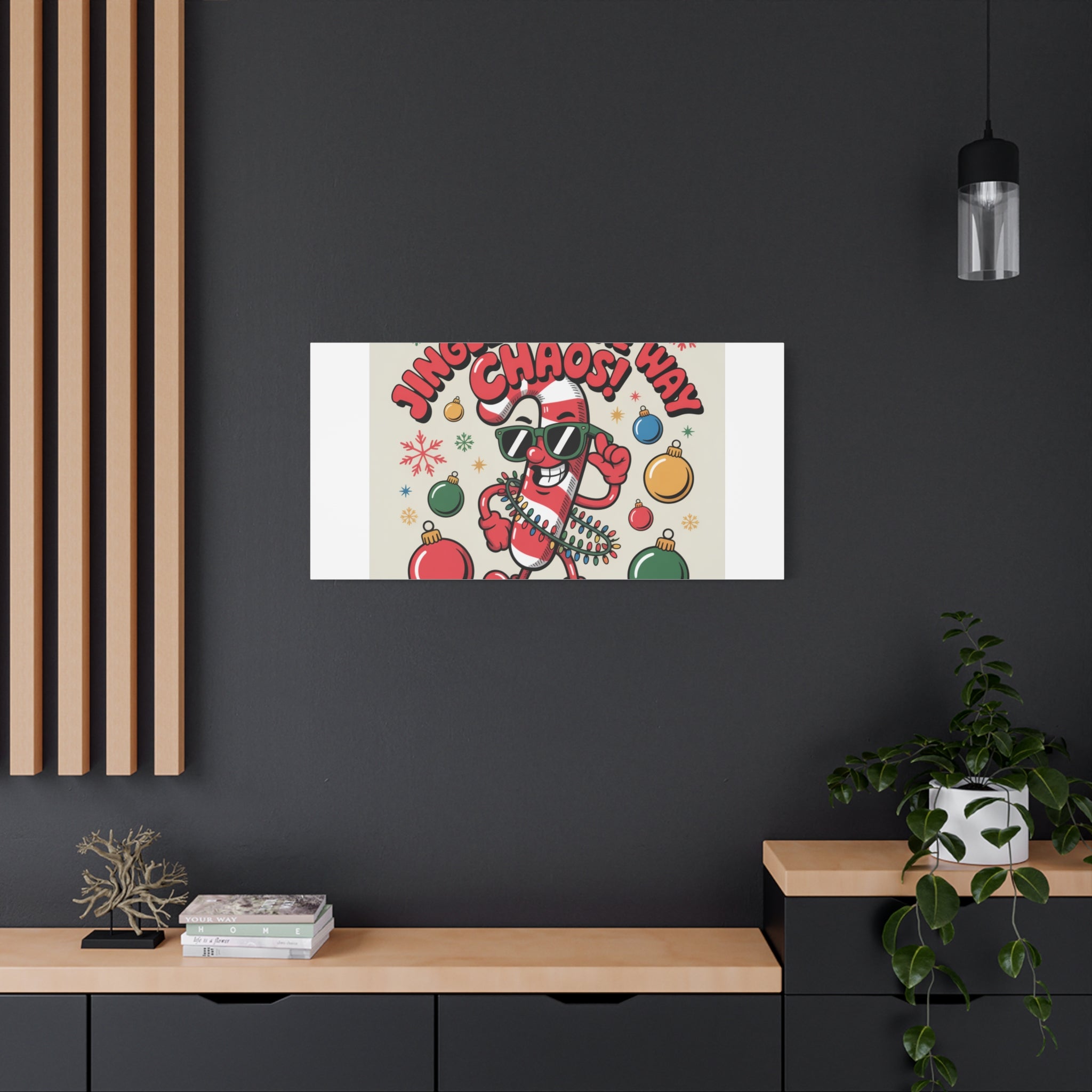 Jingle All The Way Chaos Candy Cane Canvas | ugly Christmas sweater, festive gag sweater