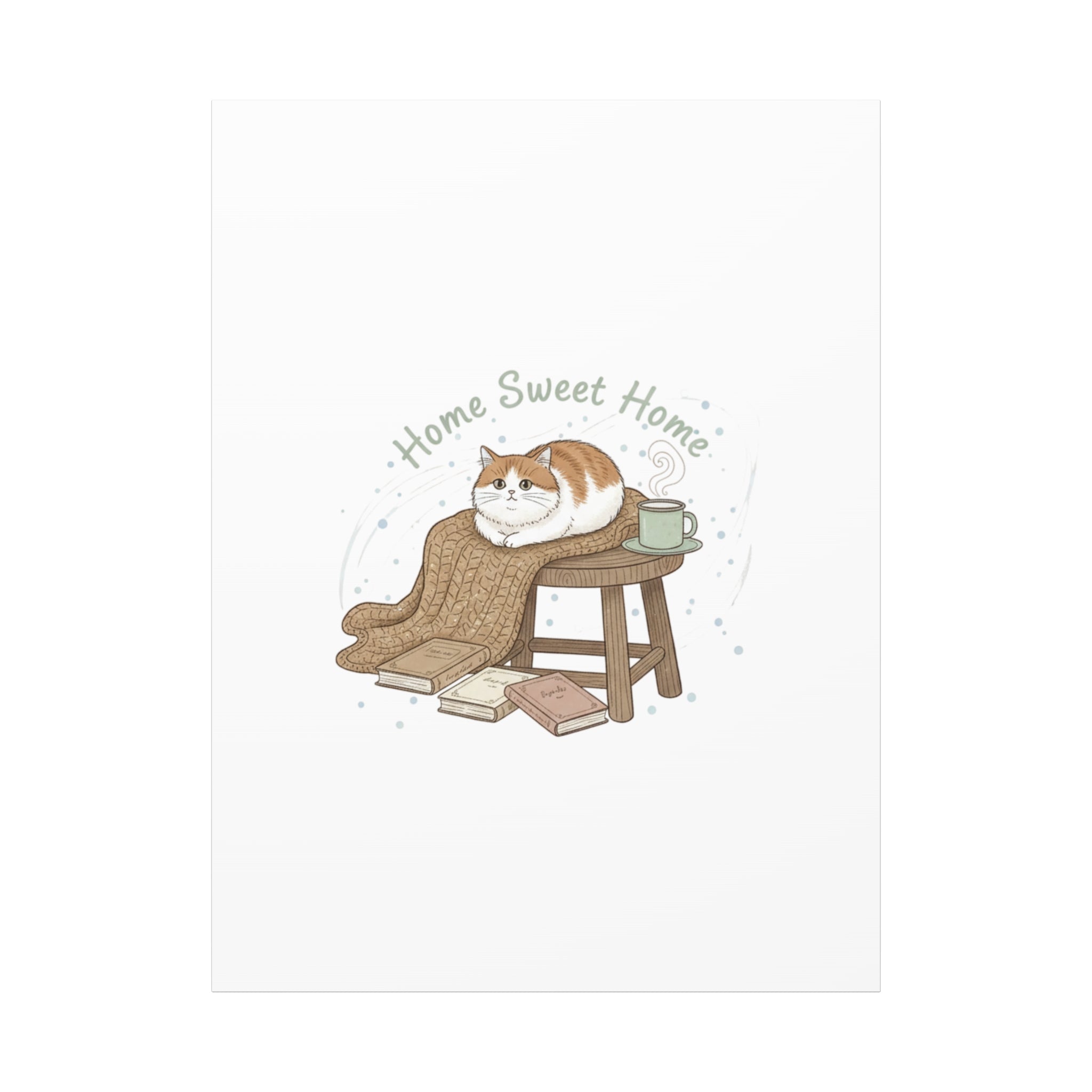 Home Sweet Home cat print Canvas | introvert homebody decor, cozy winter wall art