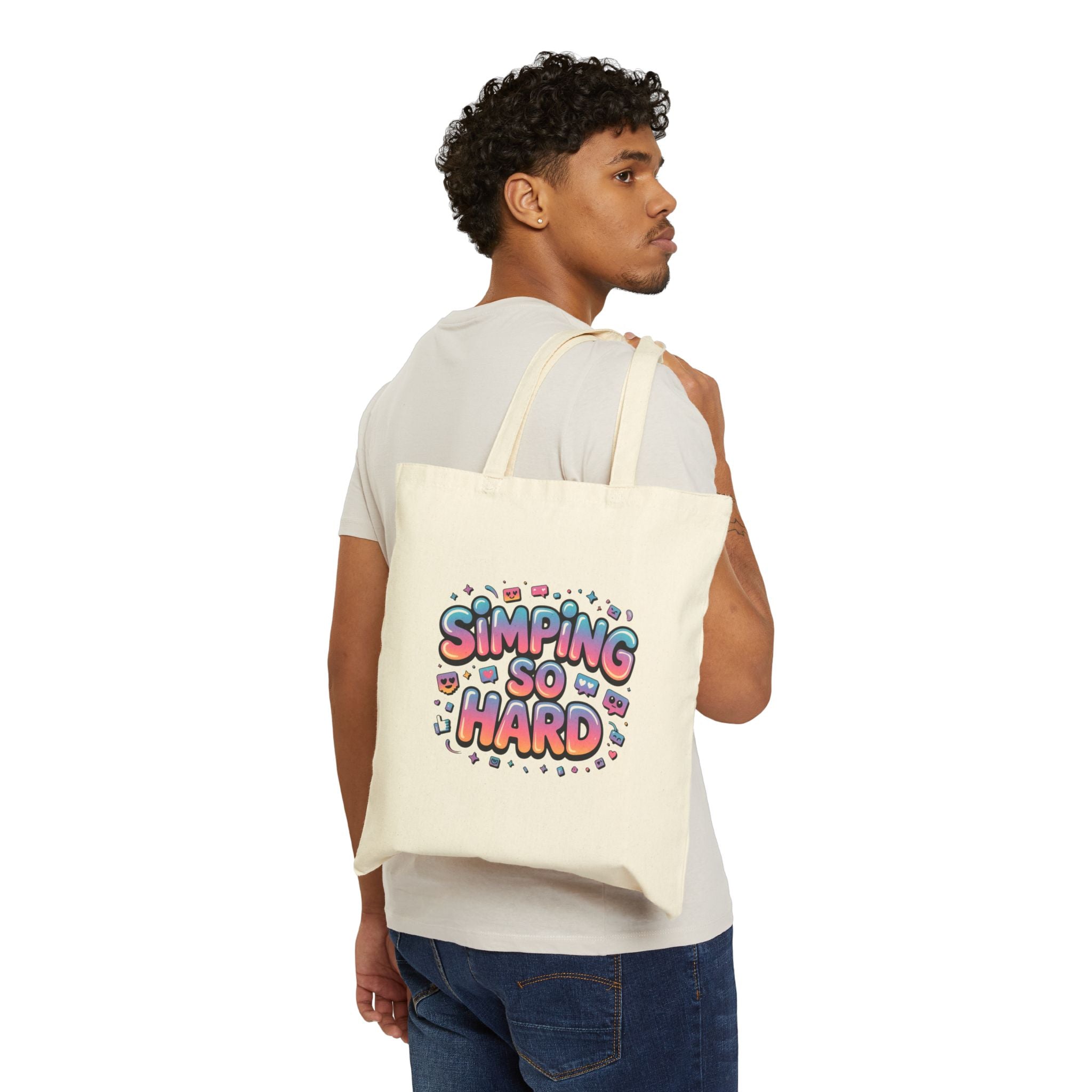 Simping So Hard Tote | Gen-Z Slang, Meme Typography Canvas Tote