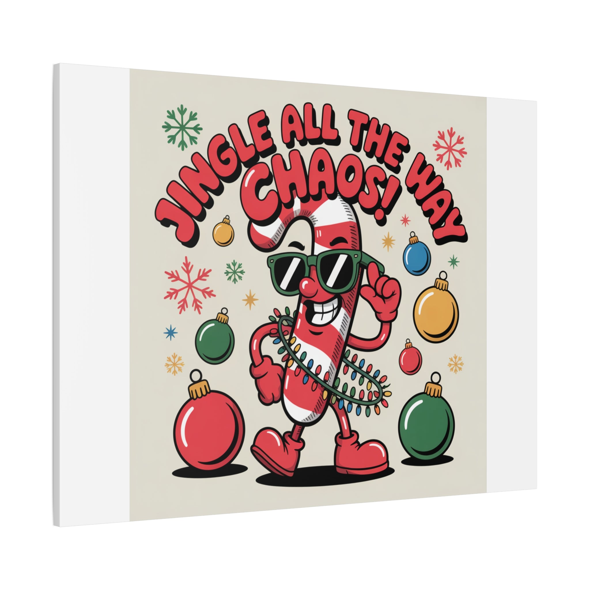 Jingle All The Way Chaos Candy Cane Canvas | ugly Christmas sweater, festive gag sweater