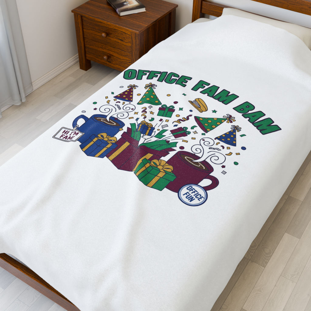 Office Fam Bam Velveteen Blanket | Secret Santa, Office Party Humor