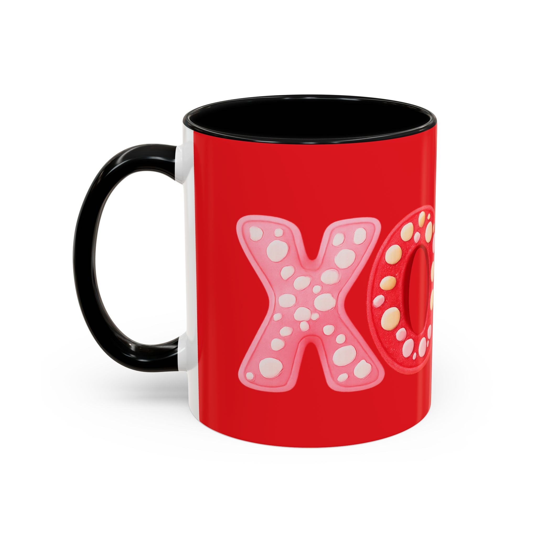 XO Valentine Coffee Mug — Red Accent Romantic Ceramic Mug