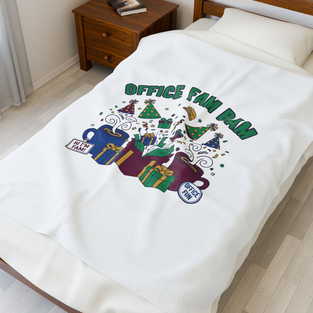Office Fam Bam Velveteen Blanket | Secret Santa, Office Party Humor